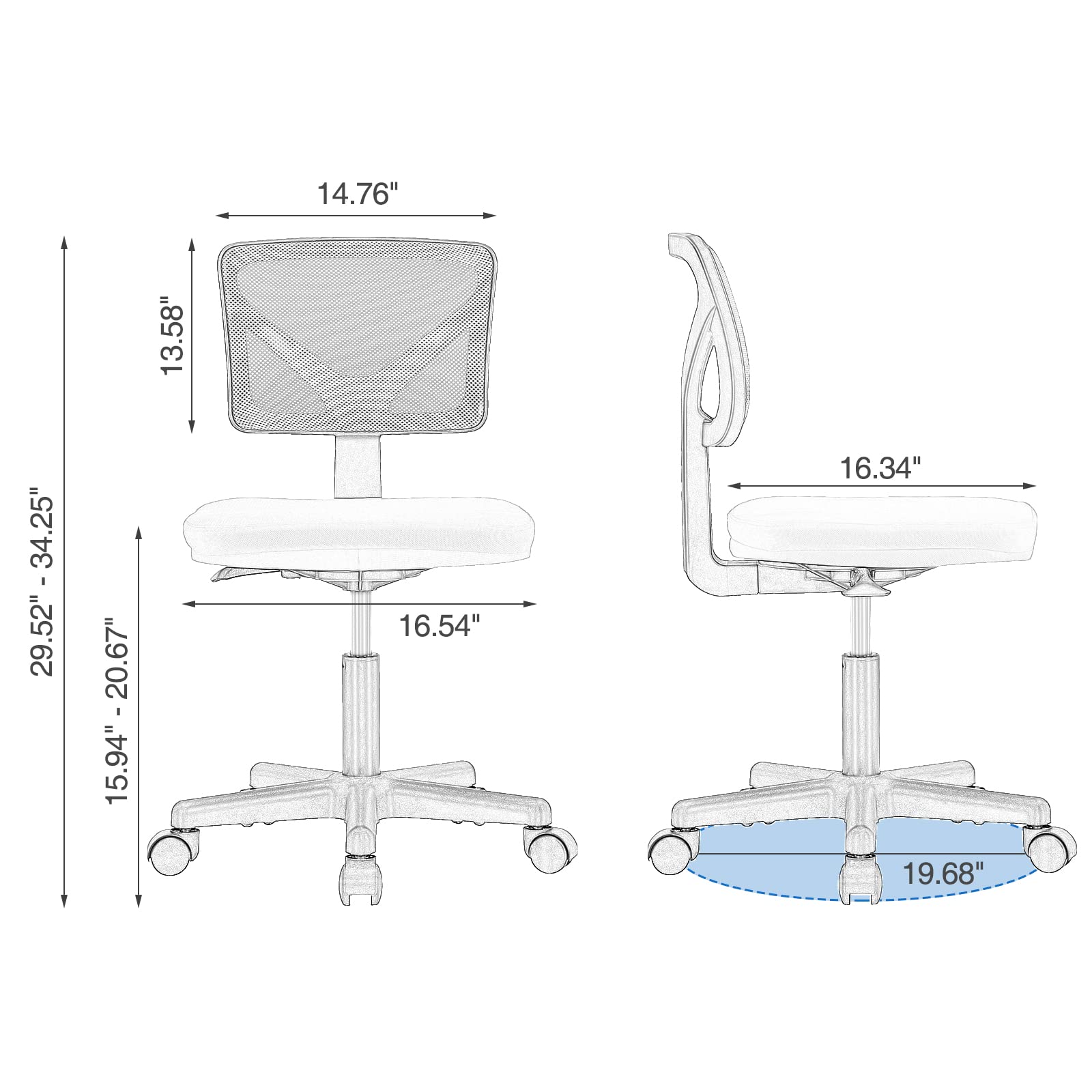 Low Back Mesh Office Chair with Wheels and Lumbar Support