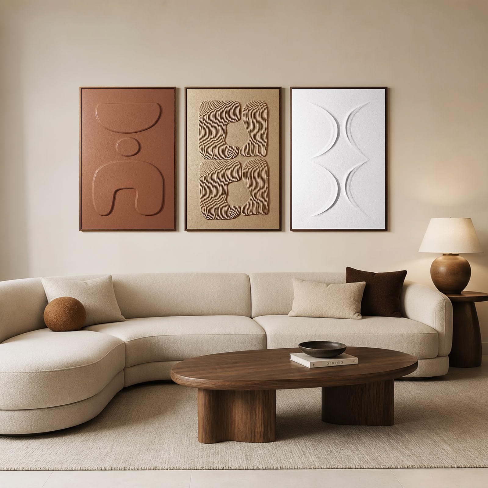 Thalasse Large 3-Piece 3D Textured Wall Art for Living Room