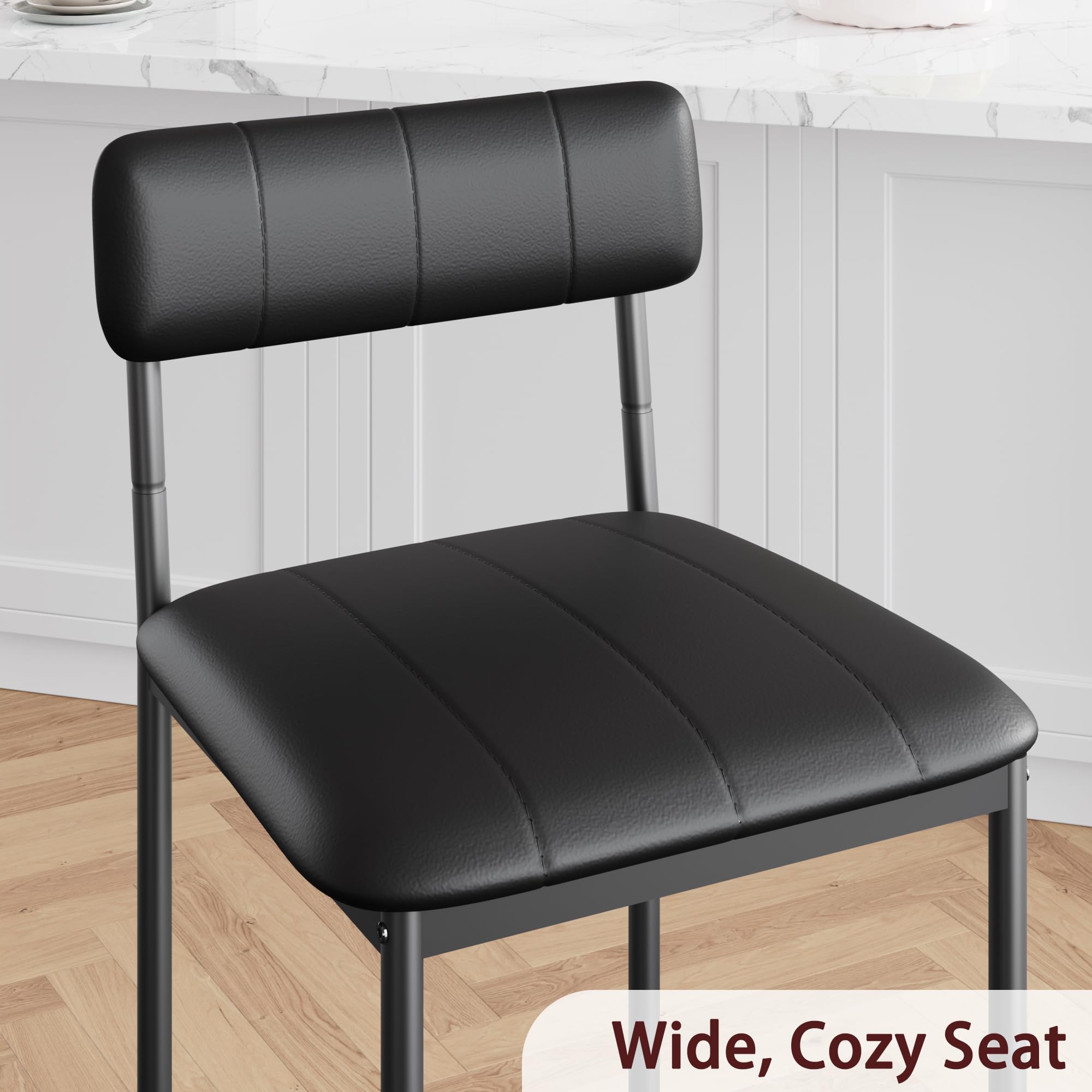 Upholstered Counter Height Bar Stools with Backrest and Footrest