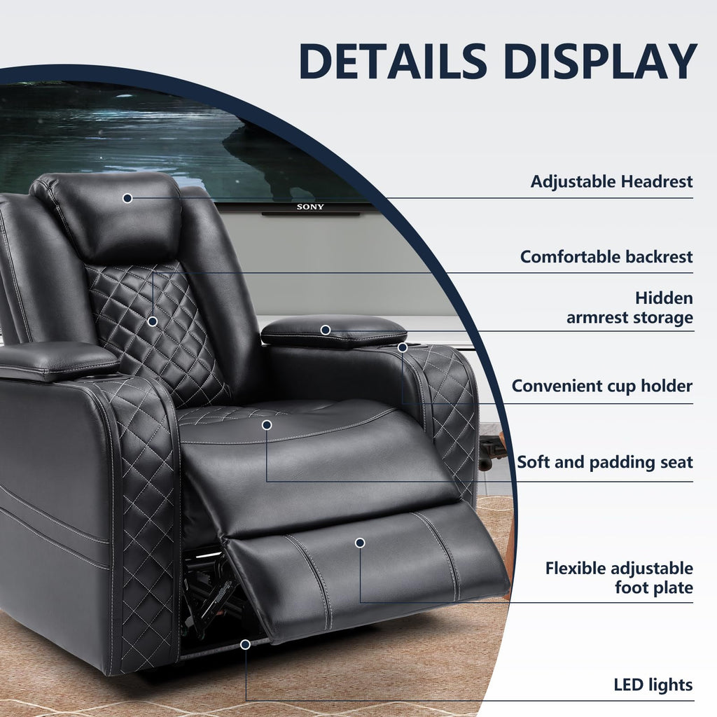 Power Recliner Chair with Adjustable Headrest and USB Ports
