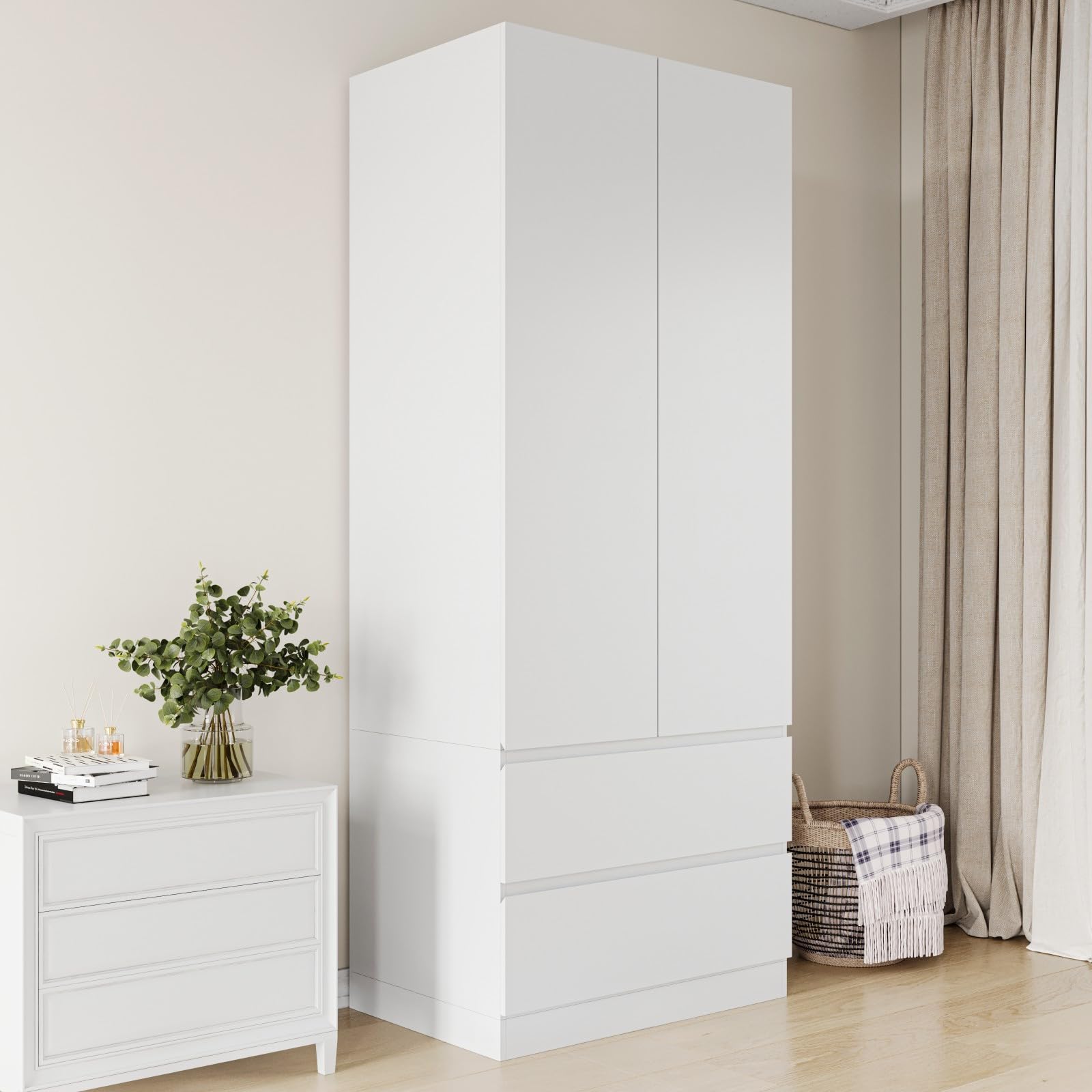 Mekminop Armoire Wardrobe Closet with Drawers and Shelves