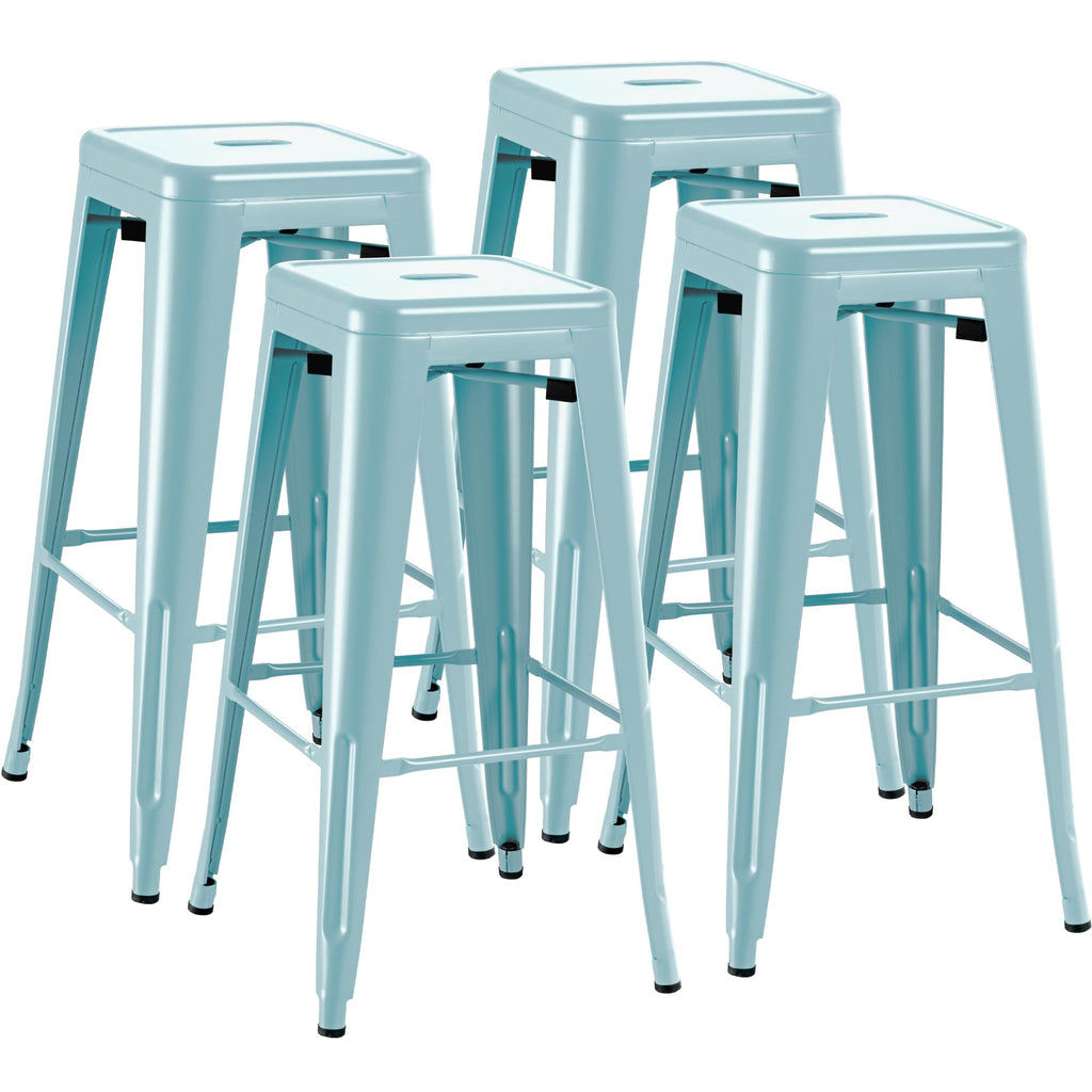 30 Inch Metal Bar Stools with Industrial Design and Footrest