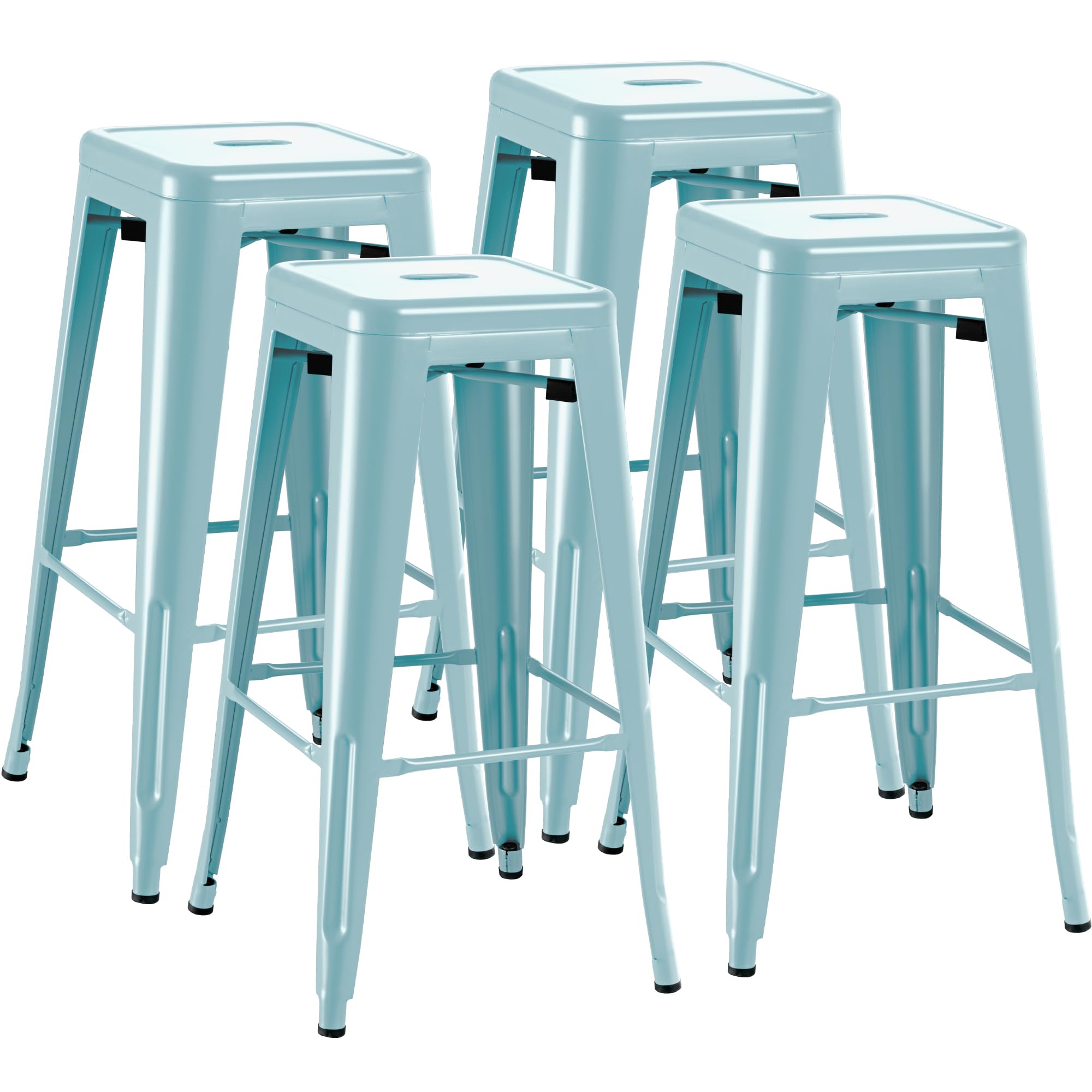 30 Inch Metal Bar Stools with Industrial Design and Footrest