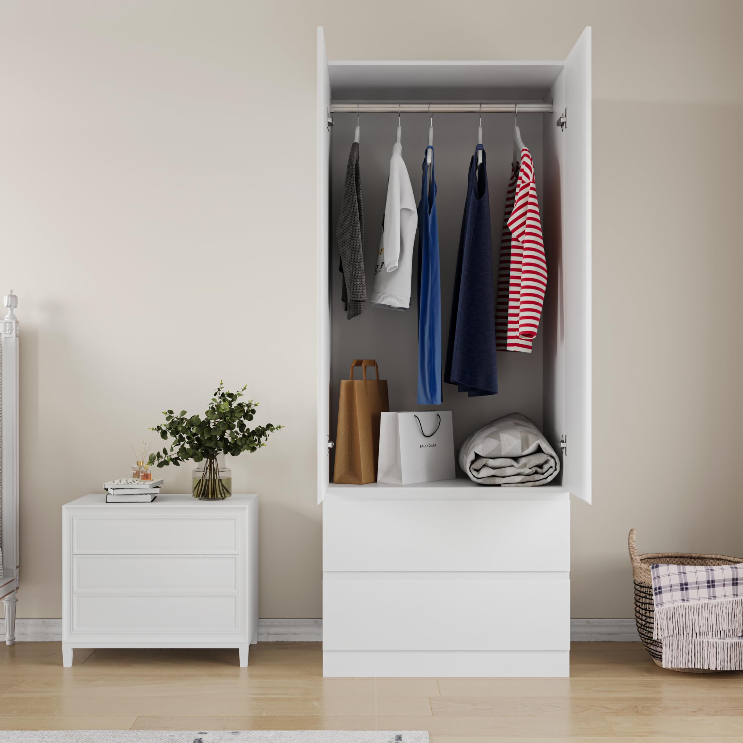 Mekminop Armoire Wardrobe Closet with Drawers and Shelves