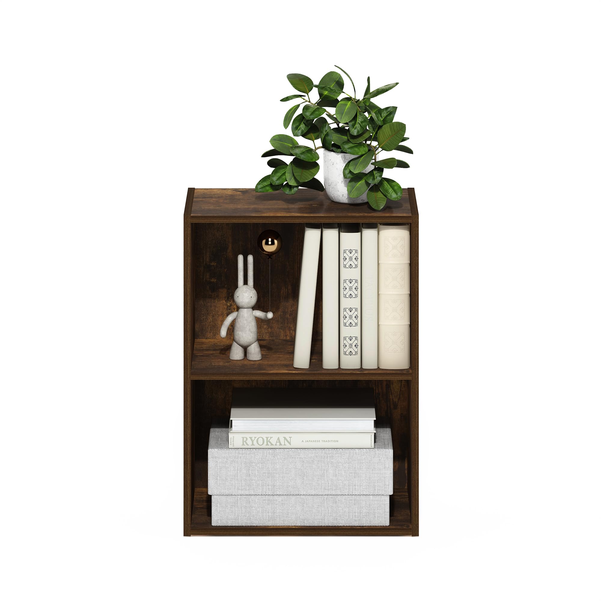 Tiered Wood Bookshelf with Open Shelving for Home Office and Living Space