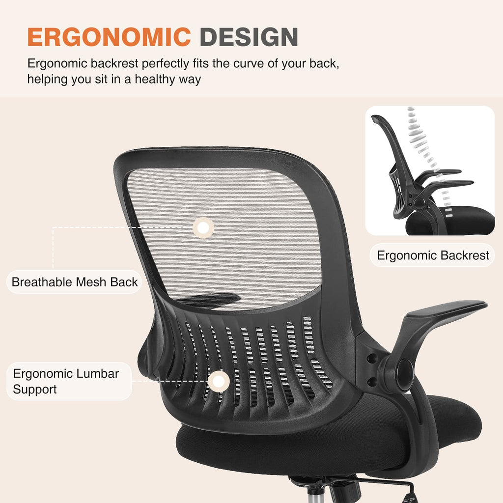 Ergonomic Mid Back Mesh Office Chair with Lumbar Support and Armrests