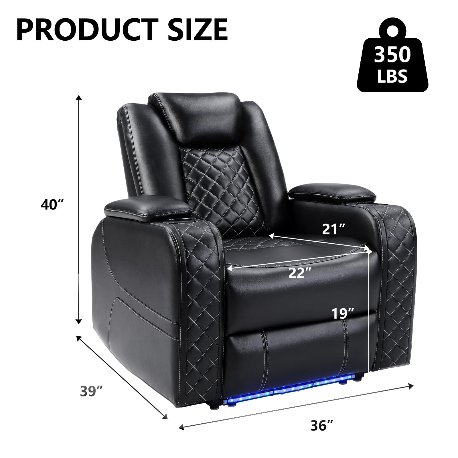 Power Recliner Chair with Adjustable Headrest and USB Ports