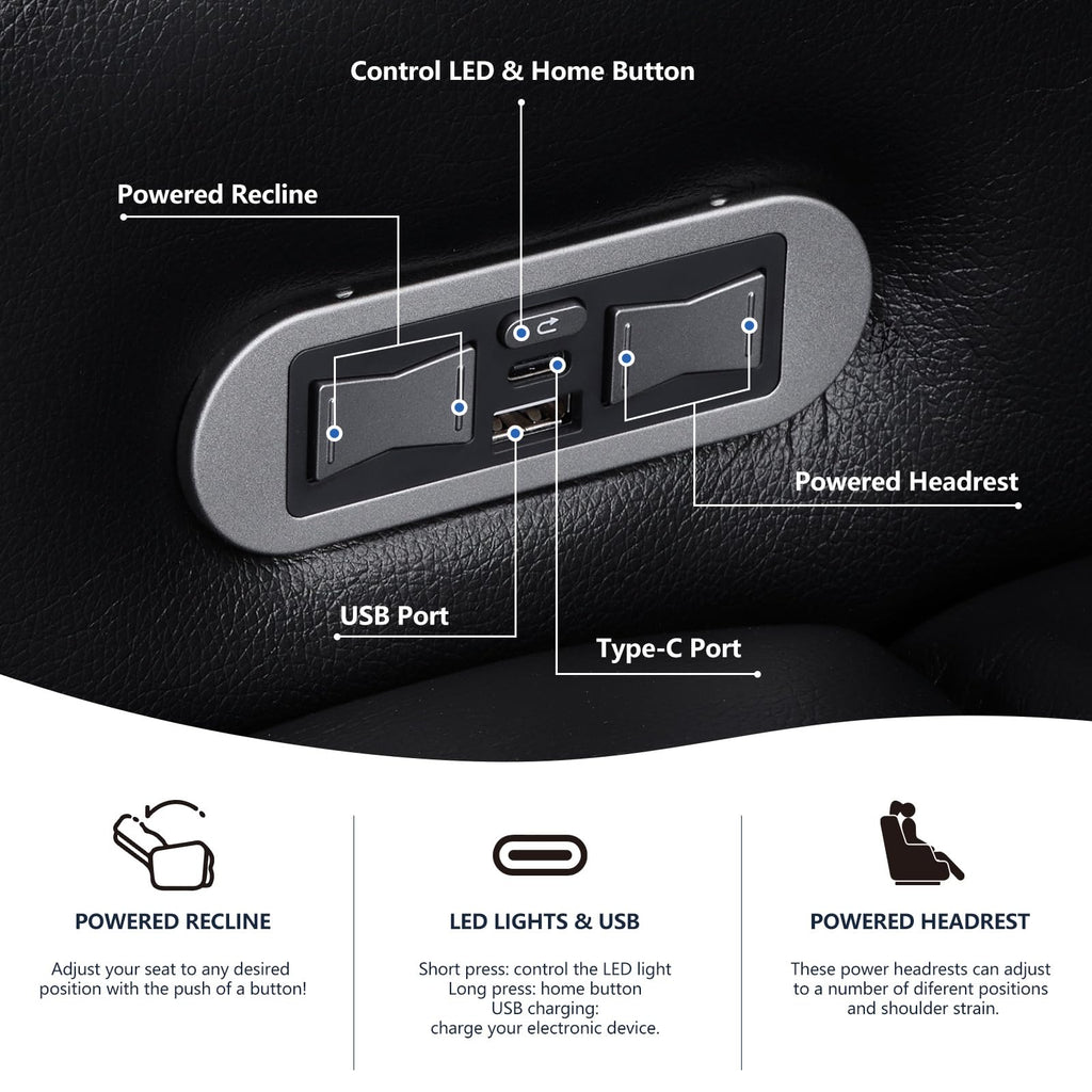 Power Recliner Chair with Adjustable Headrest and USB Ports