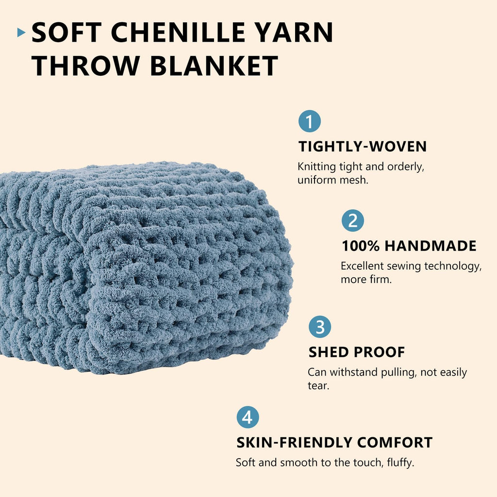L'AGRATY Chunky Knit Throw Blanket for Couch Bed Sofa Room Home Decor