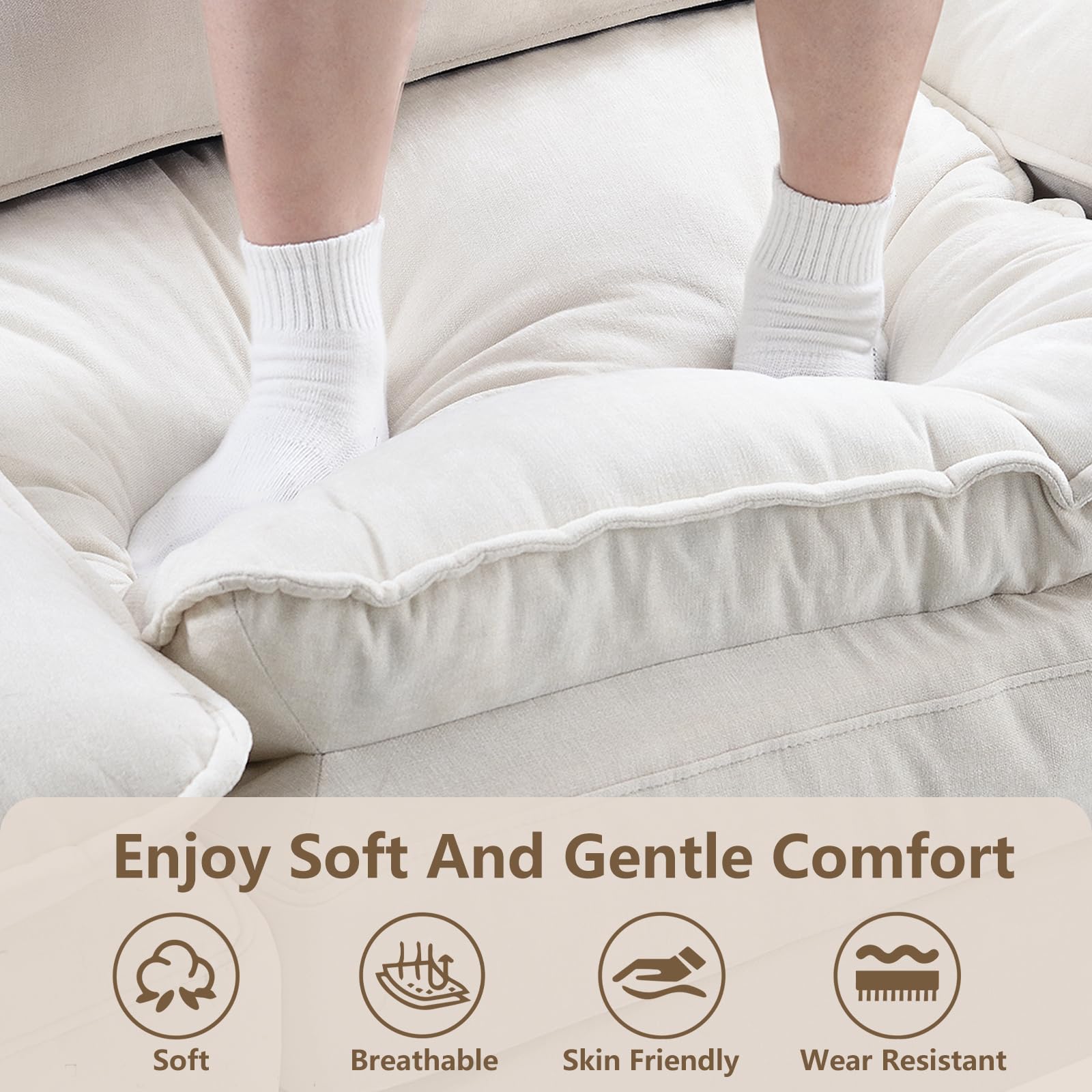 U Shaped Modular Sectional Sofa with Movable Ottoman