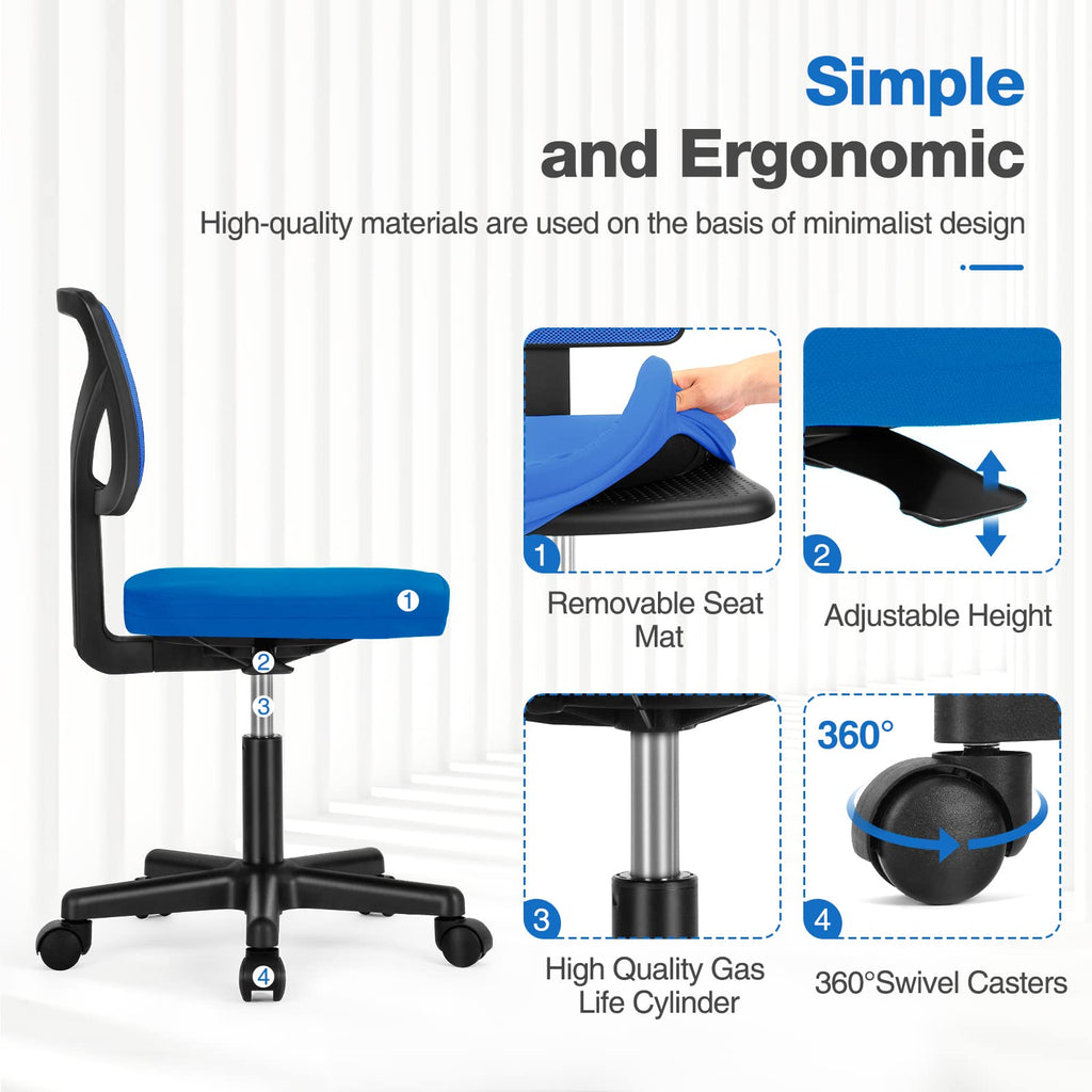 Low Back Mesh Office Chair with Wheels and Lumbar Support