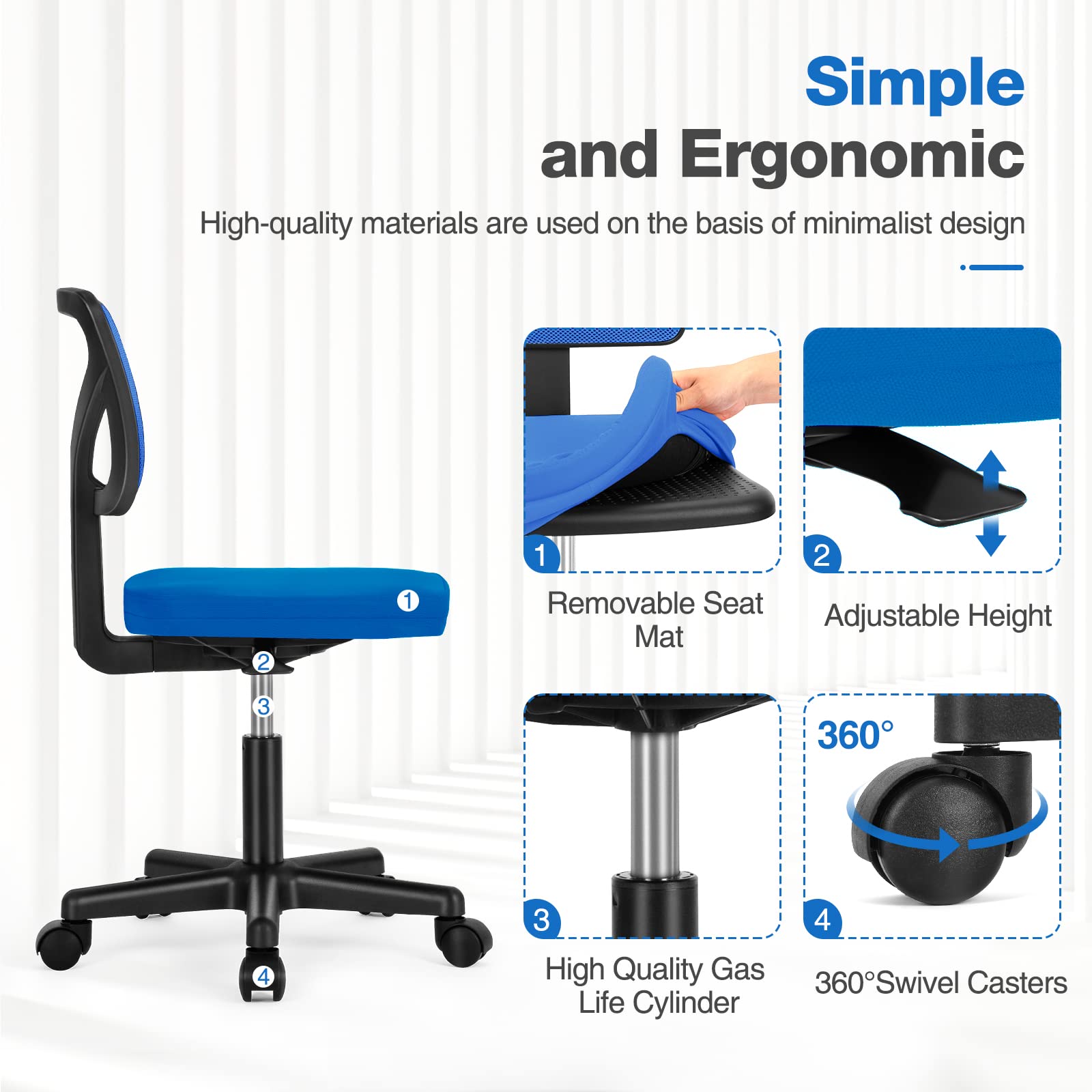 Low Back Mesh Office Chair with Wheels and Lumbar Support