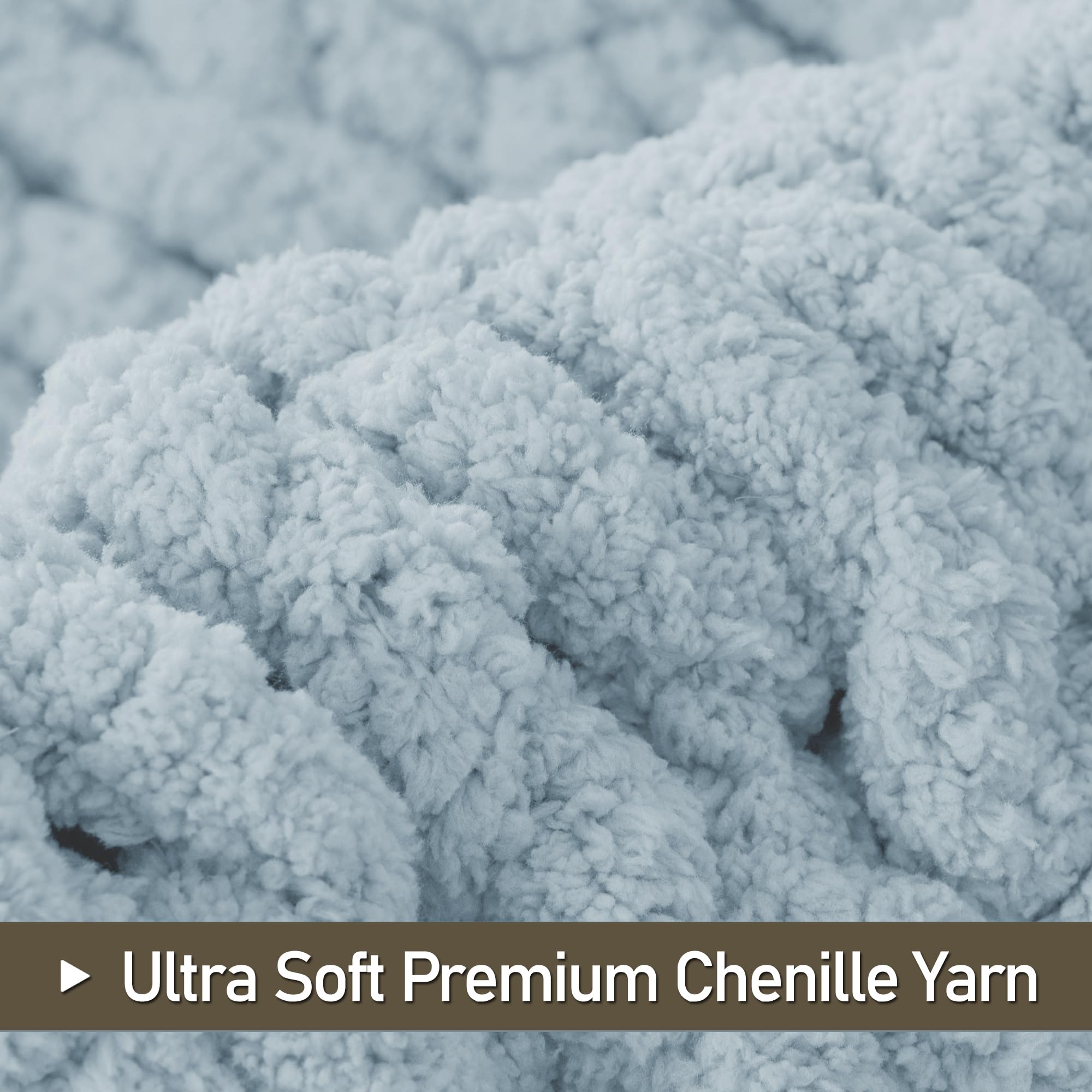LONG CREATE Chunky Knit Throw Blanket, 100% Handmade Chenille Yarn