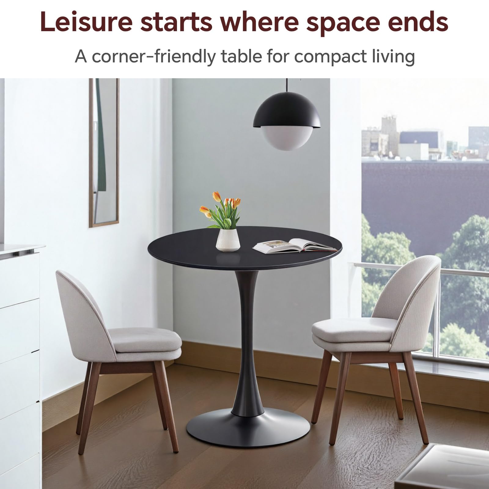 Small Round Tulip Dining Table with Modern Pedestal Base