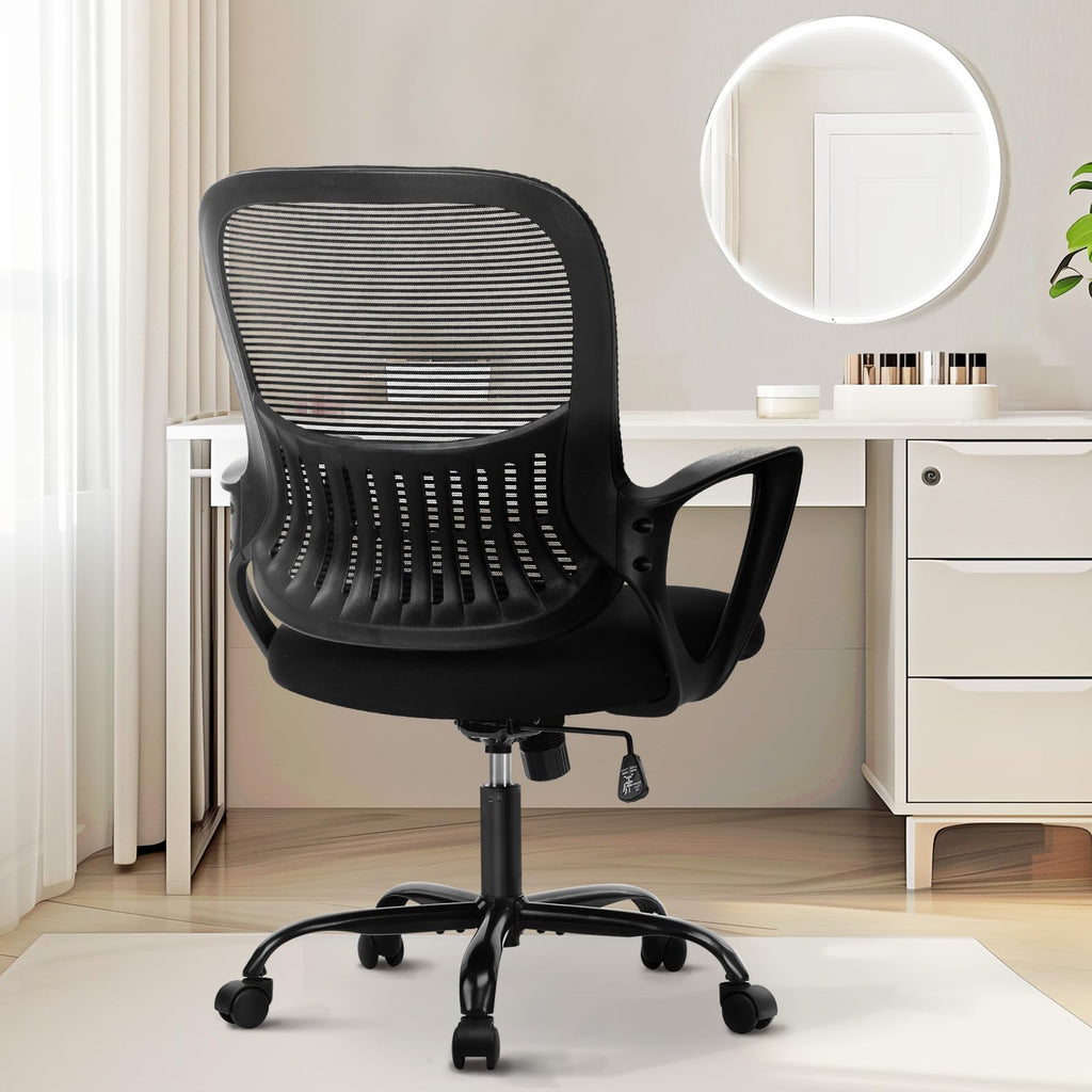 Ergonomic Mid Back Mesh Office Chair with Lumbar Support and Armrests