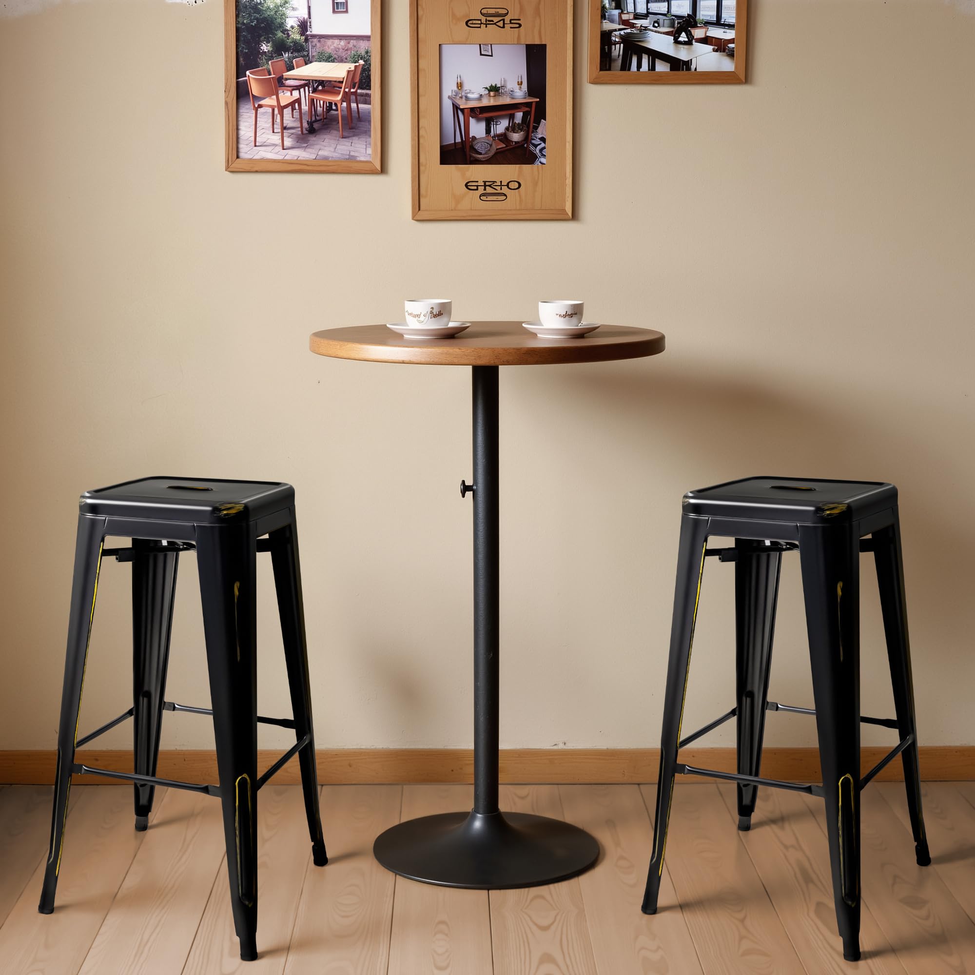 30 Inch Metal Bar Stools with Industrial Design and Footrest