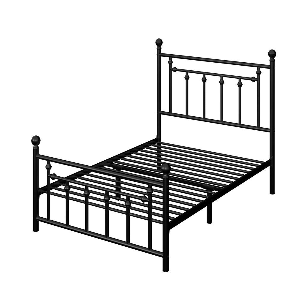 Allewie 14'' Metal Platform Bed Frame, Vintage Headboard