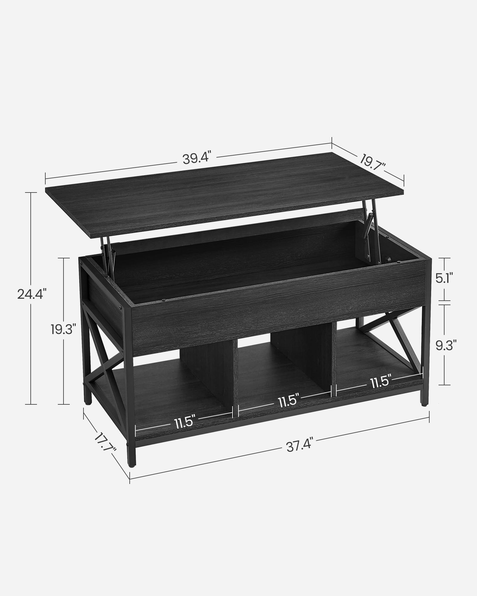 VASAGLE Coffee Table Lift Top