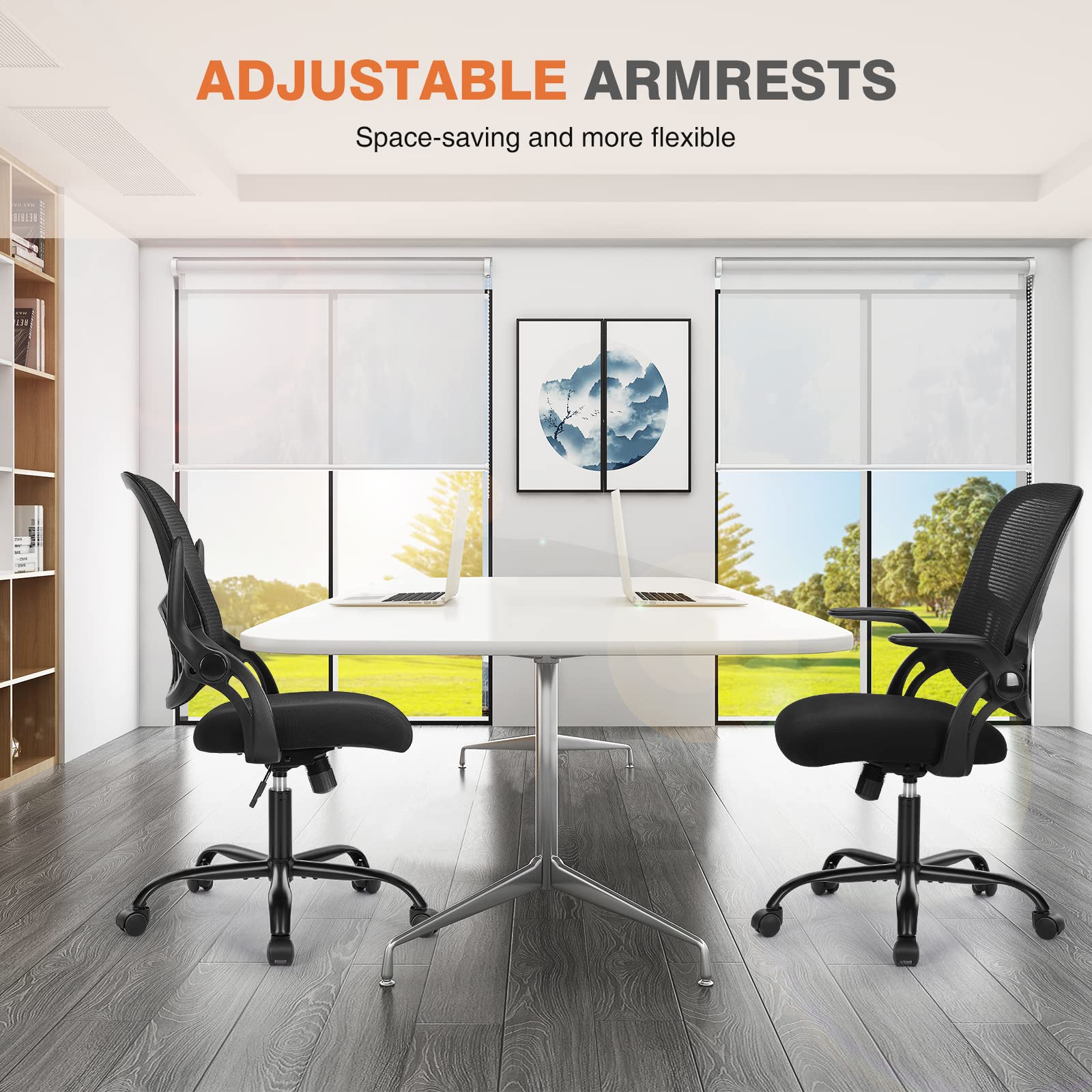 Ergonomic Mid Back Mesh Office Chair with Lumbar Support and Armrests