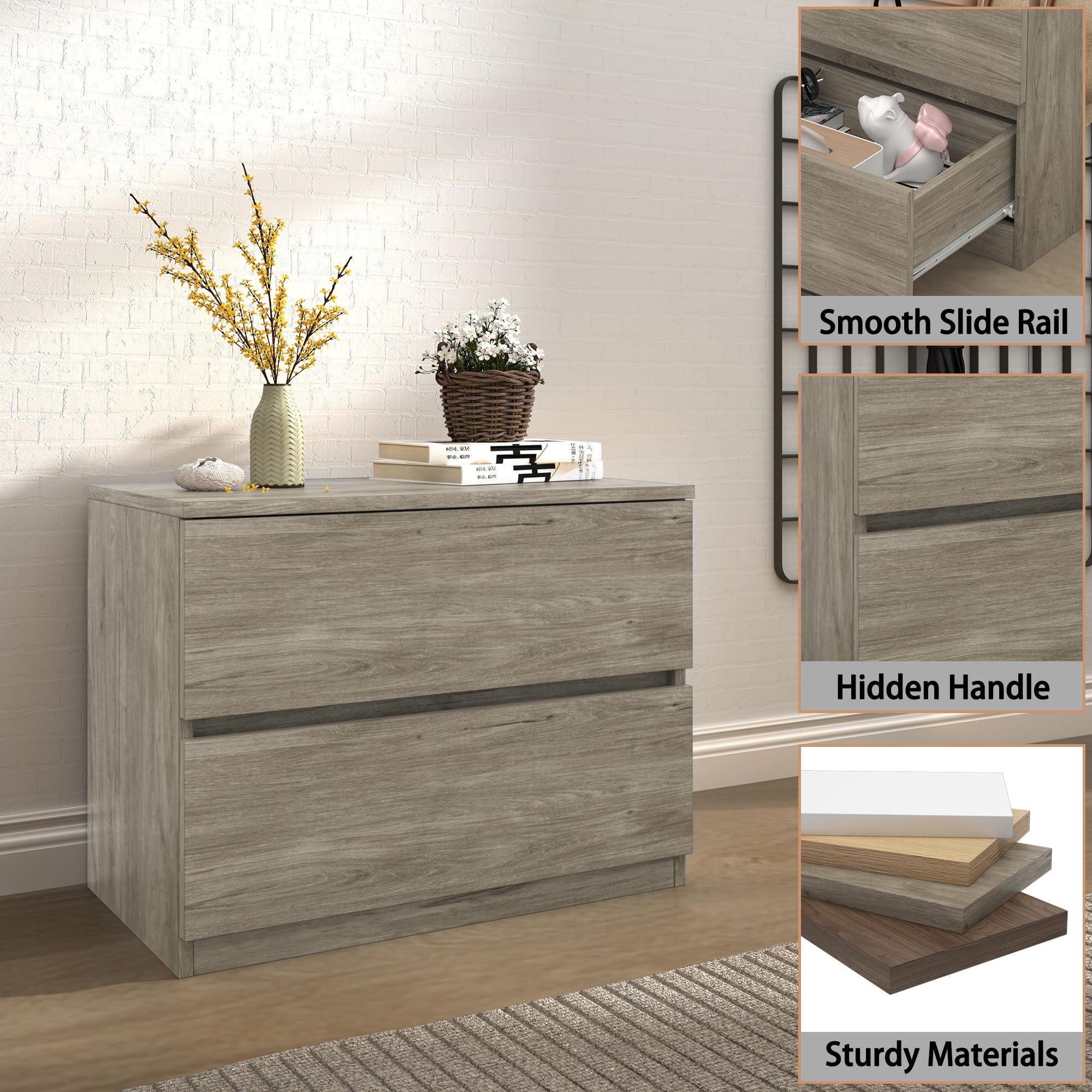 Wood Chest of Drawers with Storage for Bedroom and Closet