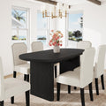 Oval Dining Table with Wooden Base for 6–8 People