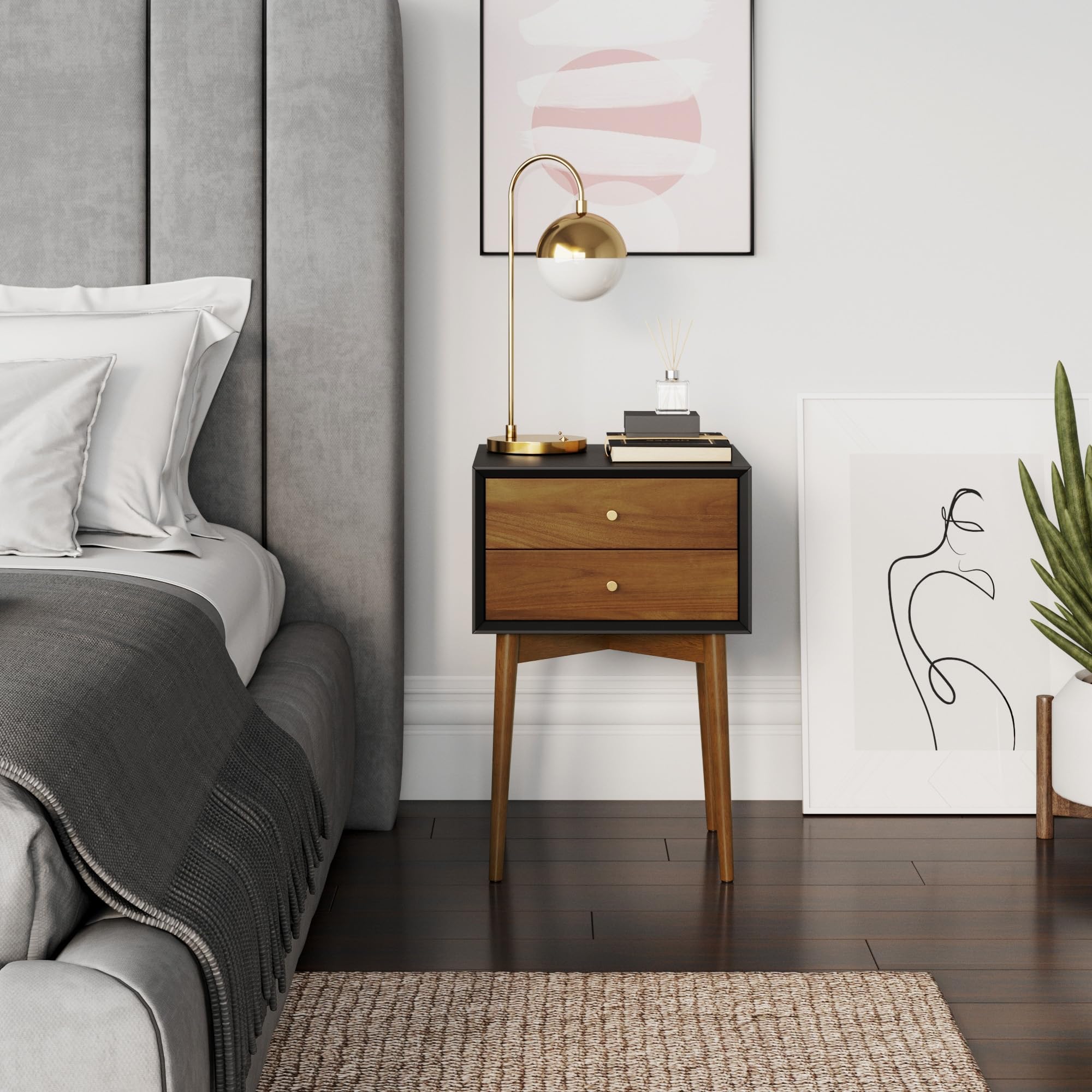 Modern Nightstand Side Accent or End Table with Storage Drawer