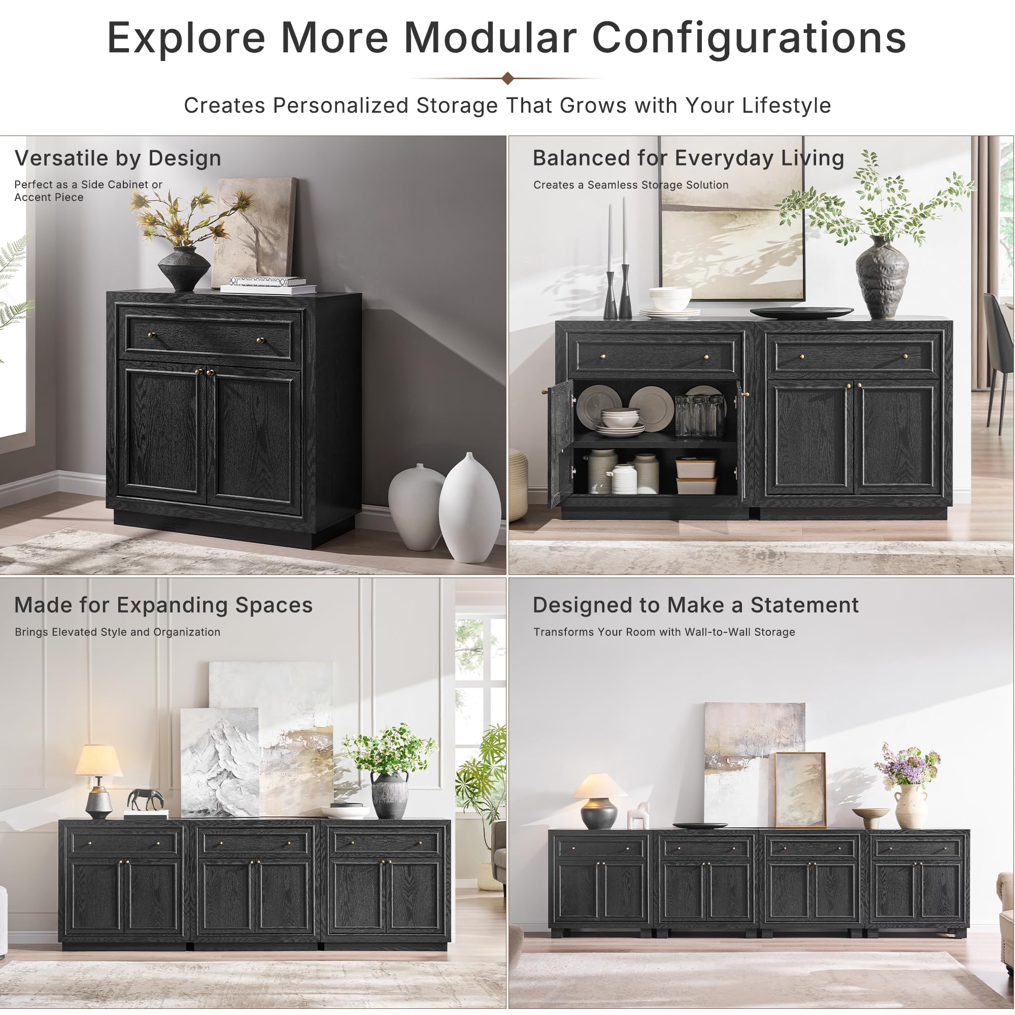 Modern Farmhouse Buffet Cabinet with Storage Doors and Drawers