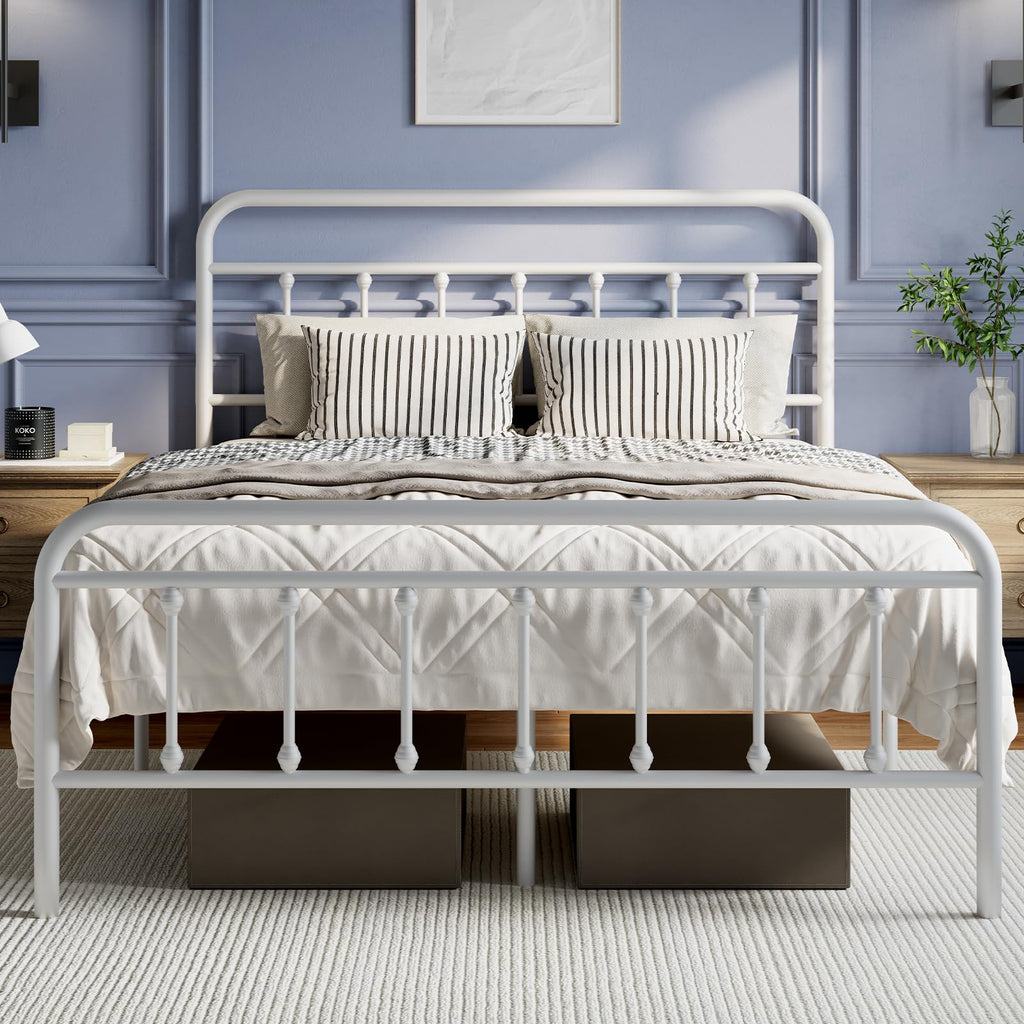 Modern Metal Bed Frame with Headboard and Under Bed Storage