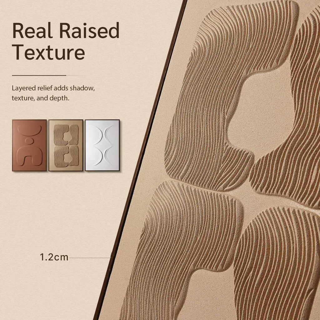 Thalasse Large 3-Piece 3D Textured Wall Art for Living Room