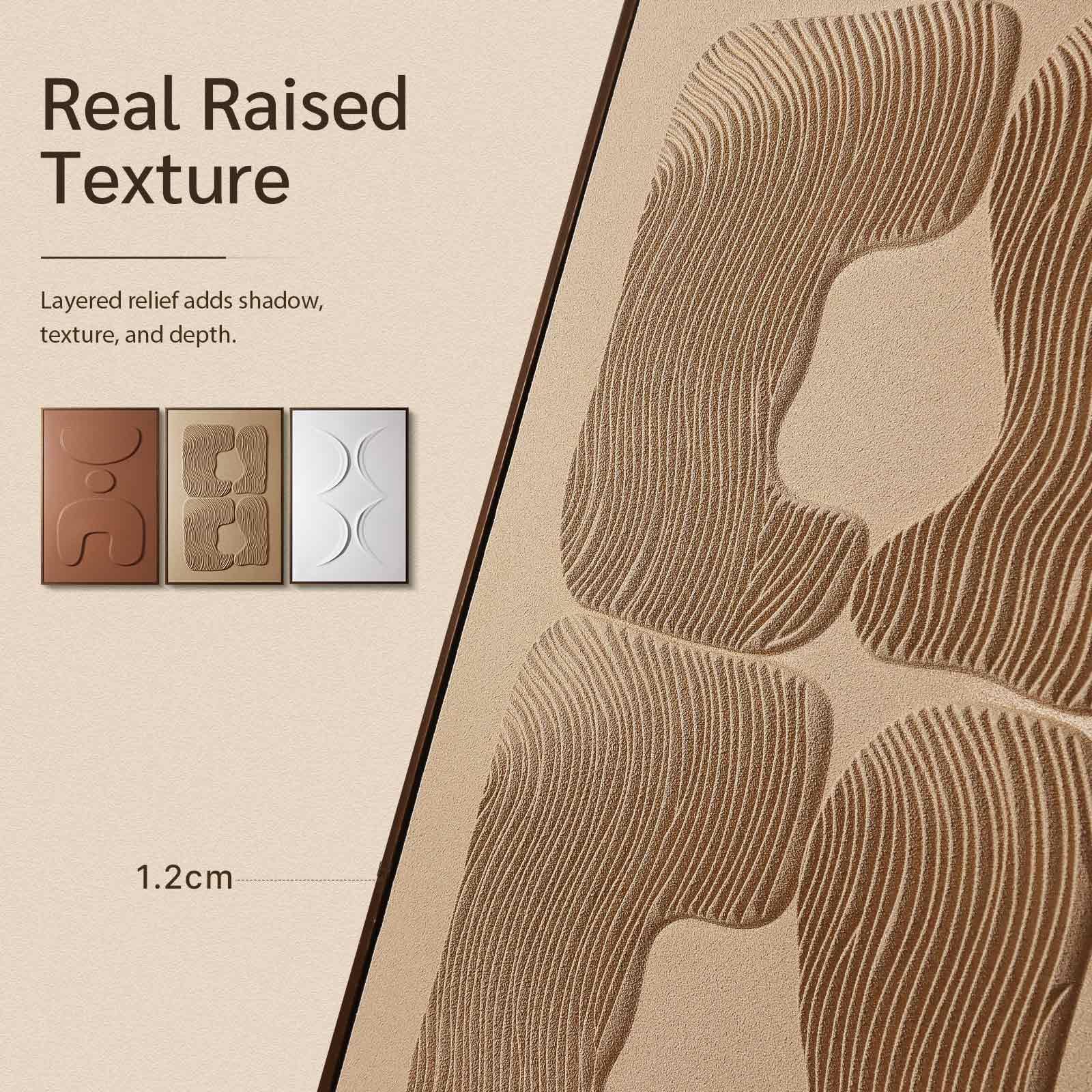 Thalasse Large 3-Piece 3D Textured Wall Art for Living Room