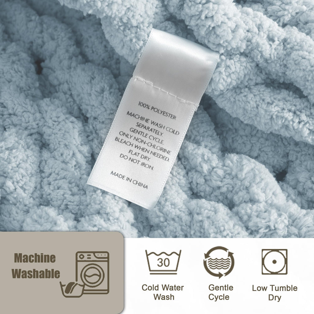 LONG CREATE Chunky Knit Throw Blanket, 100% Handmade Chenille Yarn