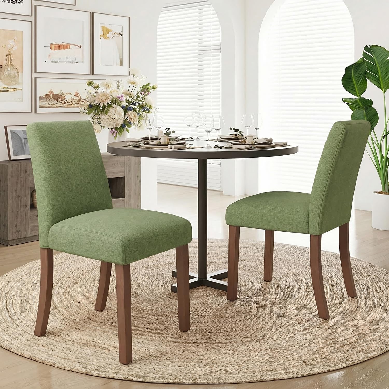 smartue Dining Chairs Sets, Parsons Chairs for Small Spaces, Light Beige