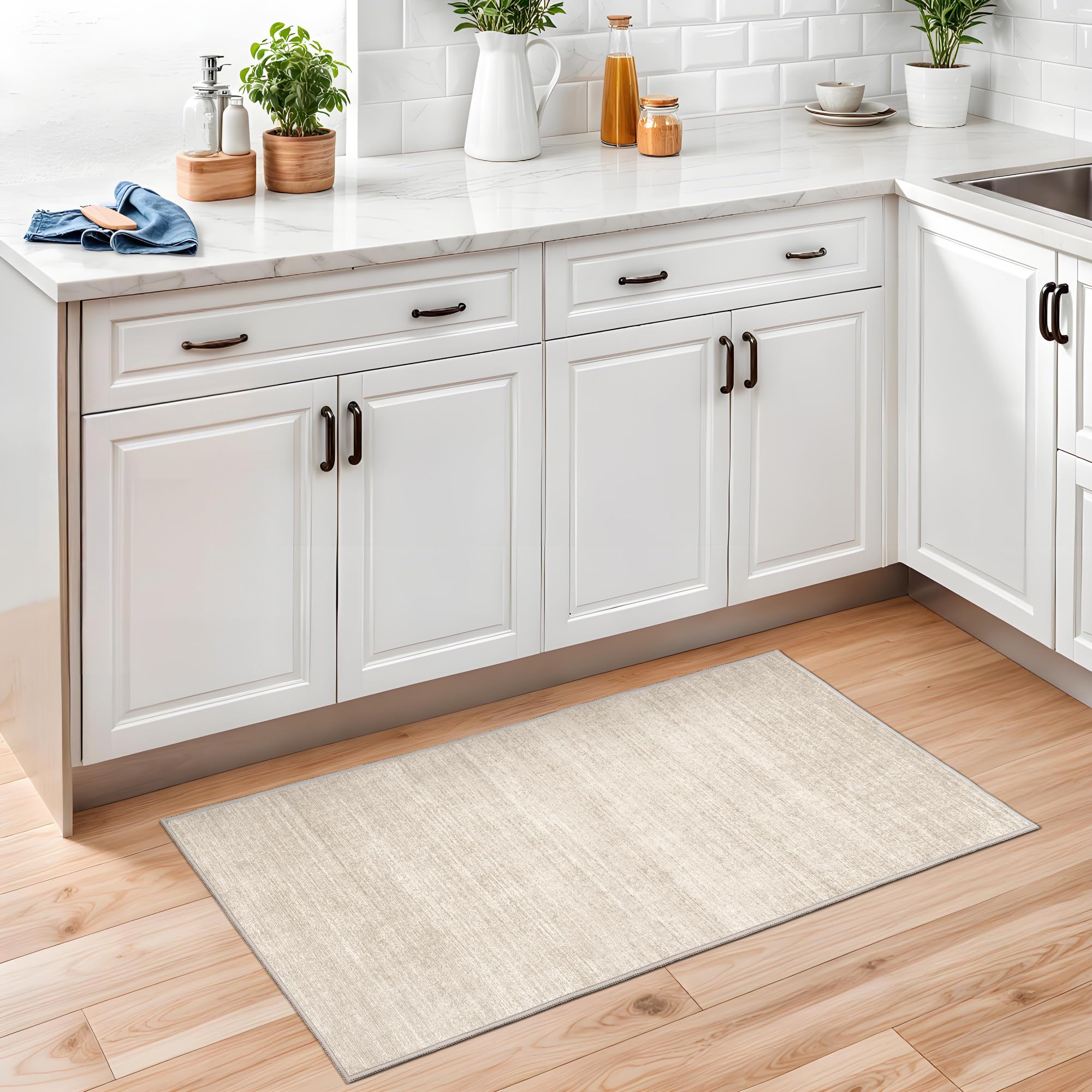 Washable Area Rug with Stain Resistance and Non Slip Backing
