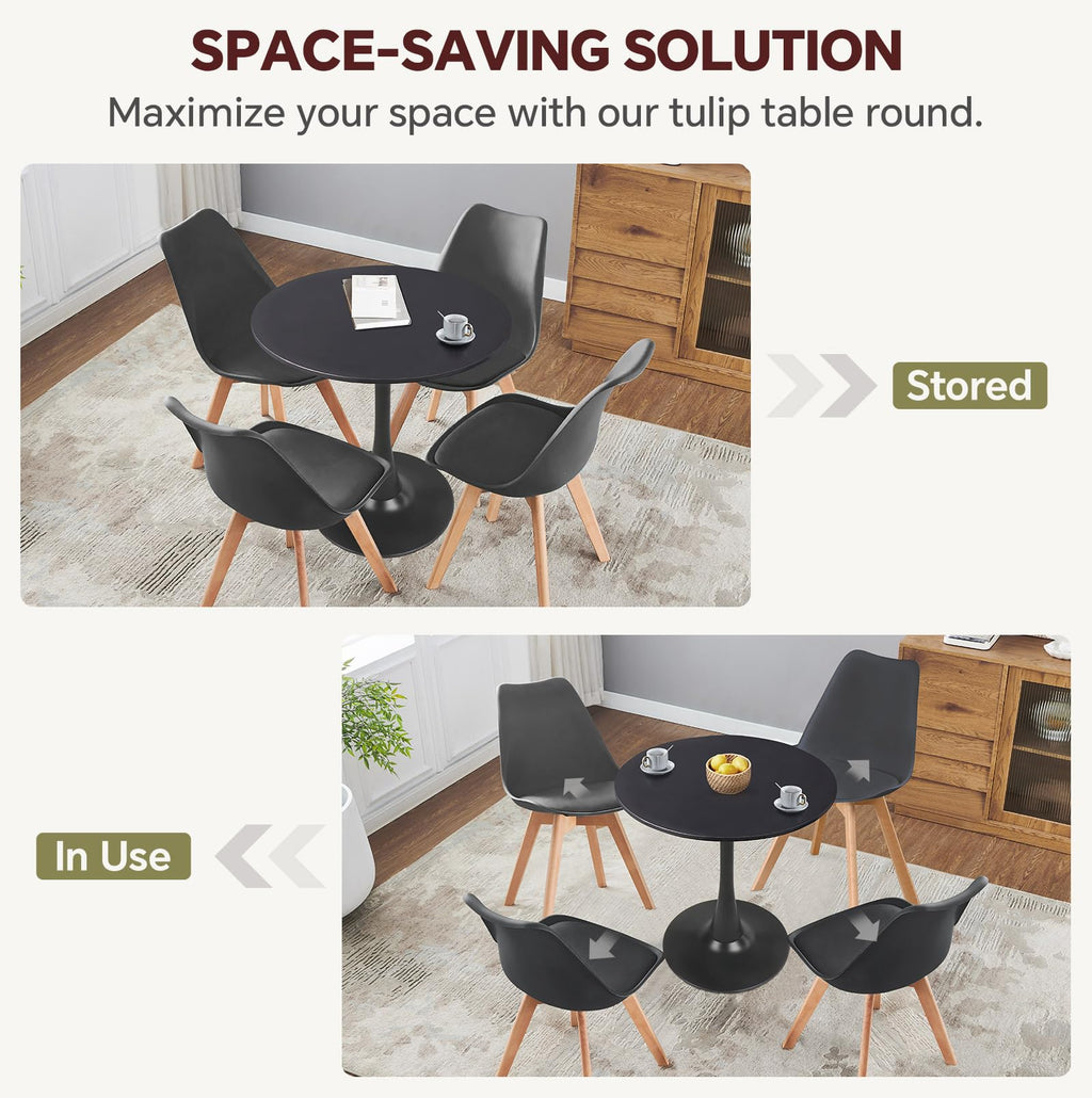 Small Round Tulip Dining Table with Modern Pedestal Base