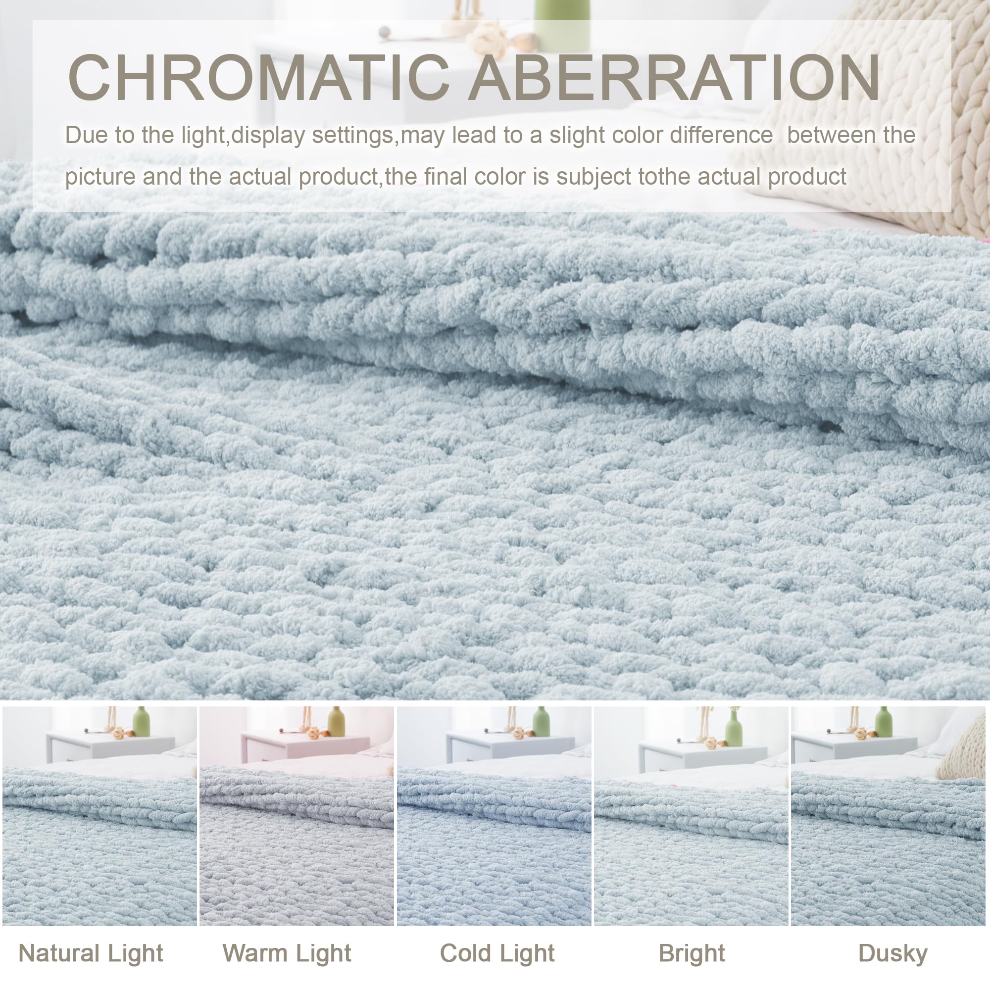 LONG CREATE Chunky Knit Throw Blanket, 100% Handmade Chenille Yarn