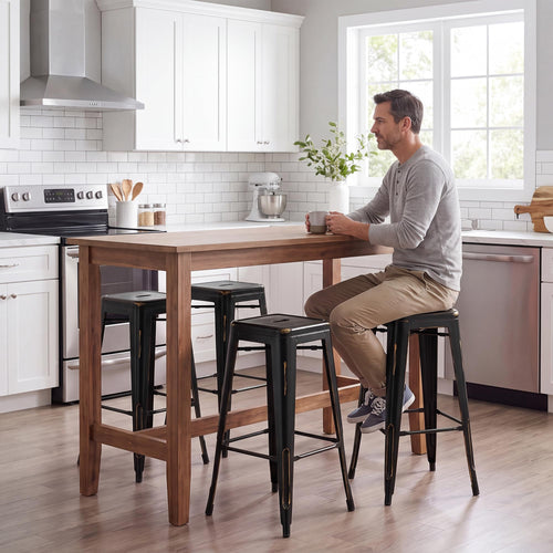 30 Inch Metal Bar Stools with Industrial Design and Footrest