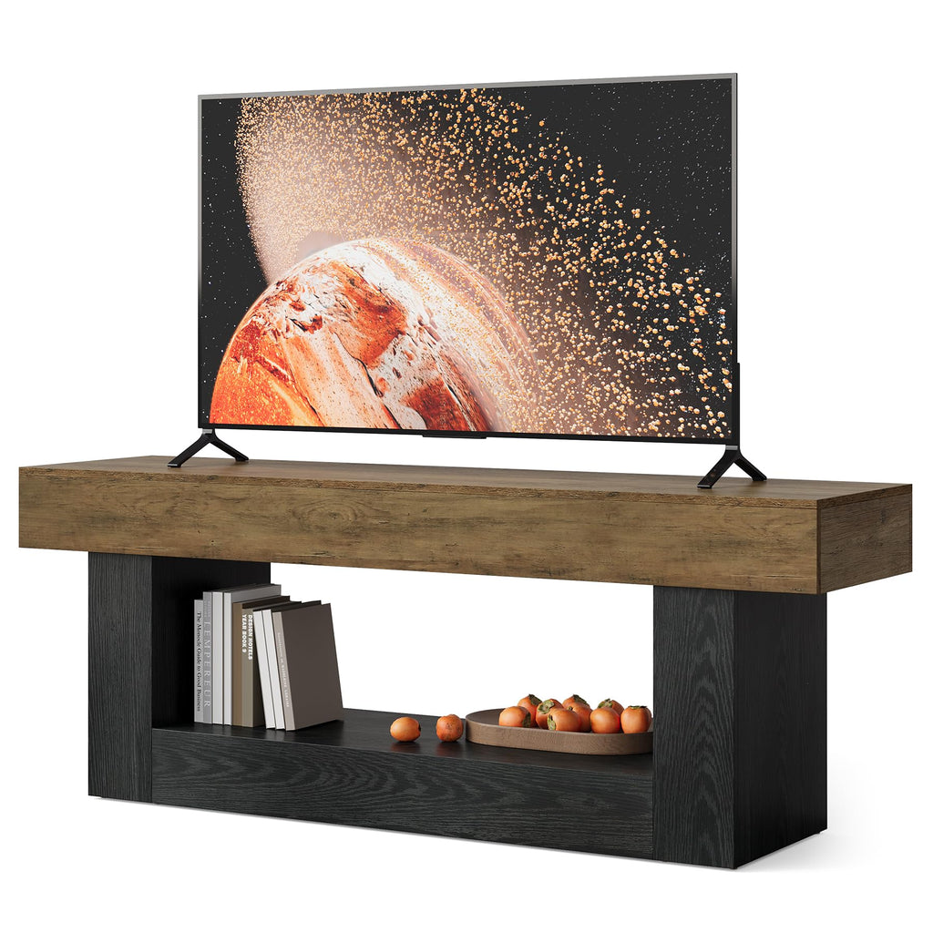 Modern TV Stand with Open Storage Shelves and Media Console