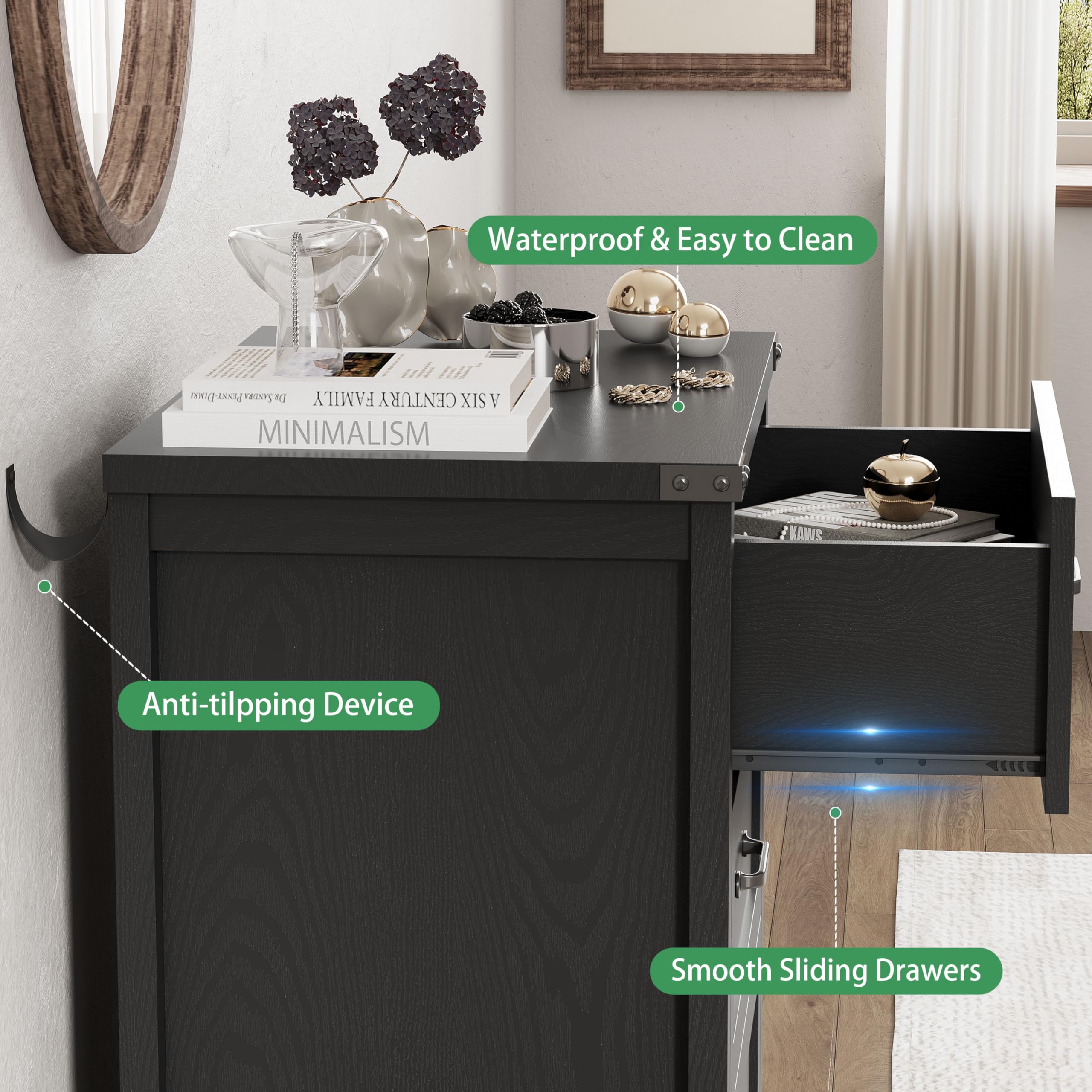 Xixini Nightstand with 3 Drawers