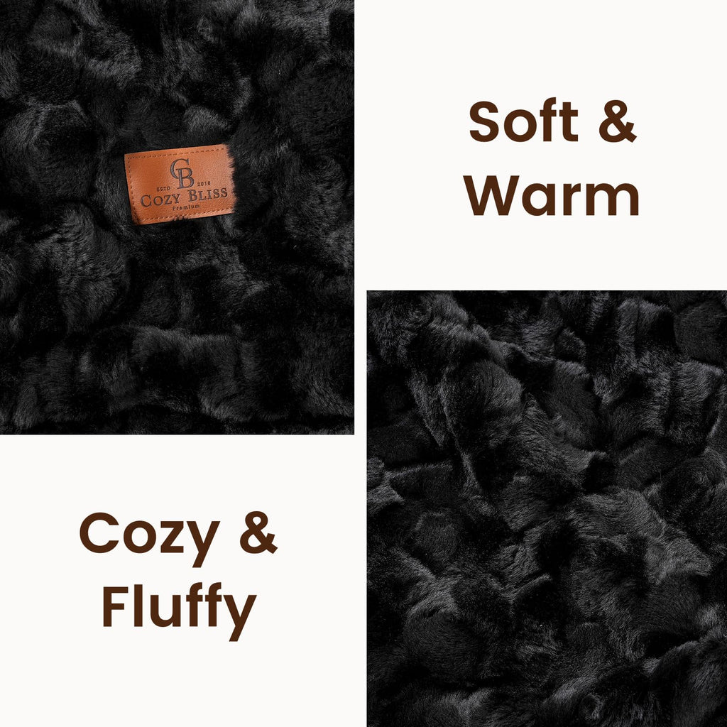Reversible Plush Faux Fur Throw Blanket with Soft Textured Design