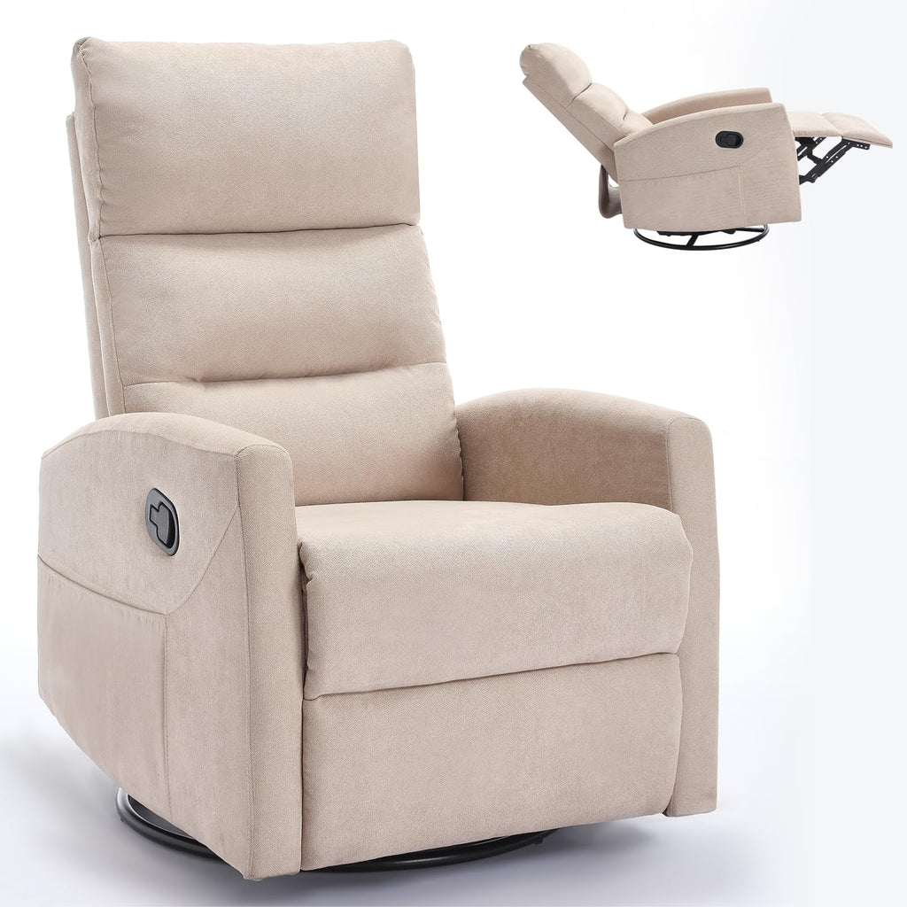 Manual Swivel Rocker Recliner Chair with 360° Rotation and Reclining Backrest