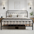 Modern Metal Bed Frame with Headboard and Under Bed Storage