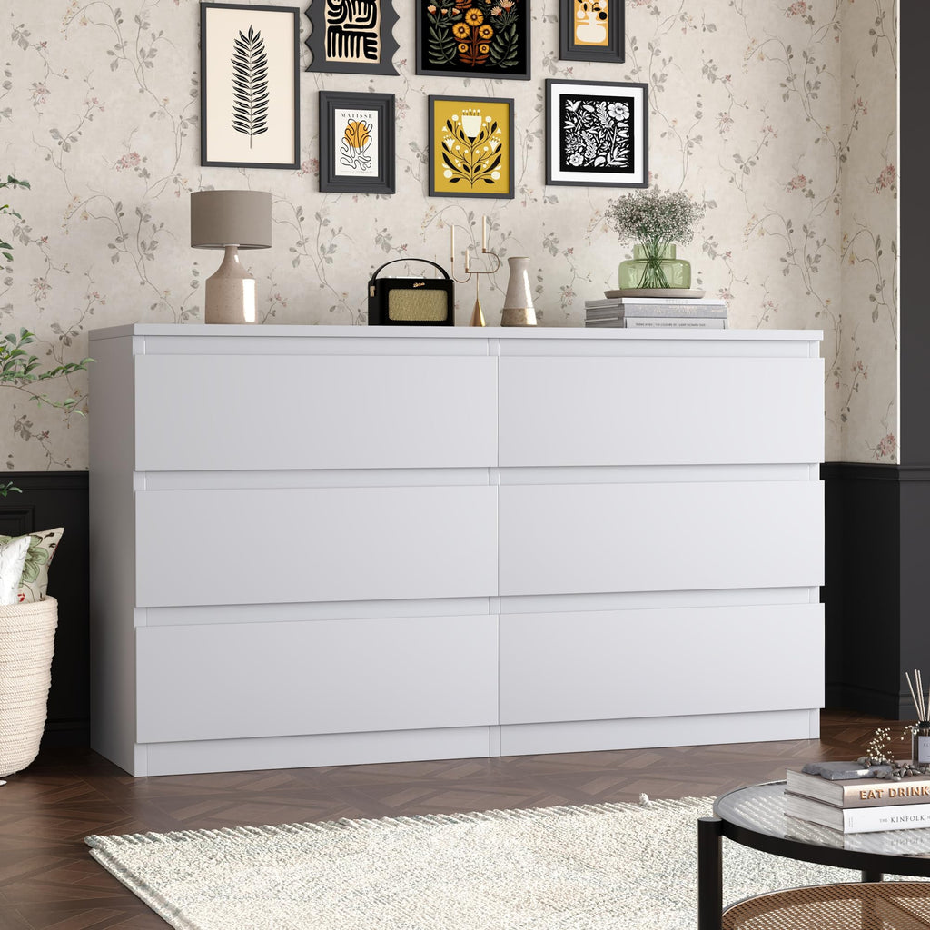 Modern 6 Drawer Dresser with Deep Storage and Handleless Design
