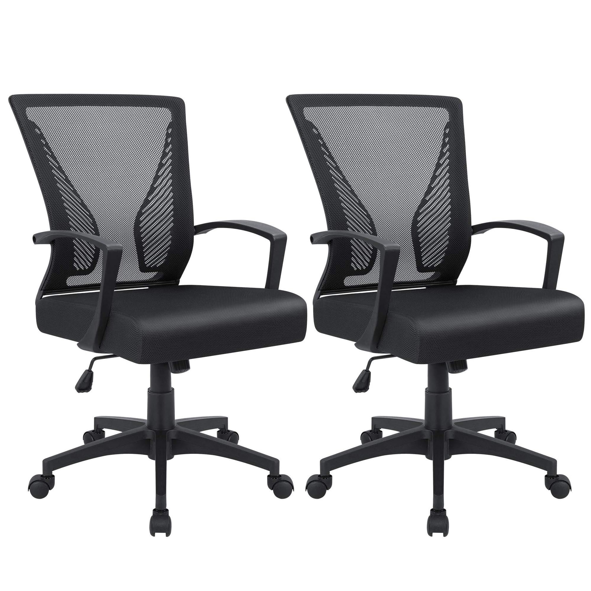 Mid Back Mesh Office Chair with Lumbar Support and Armrests