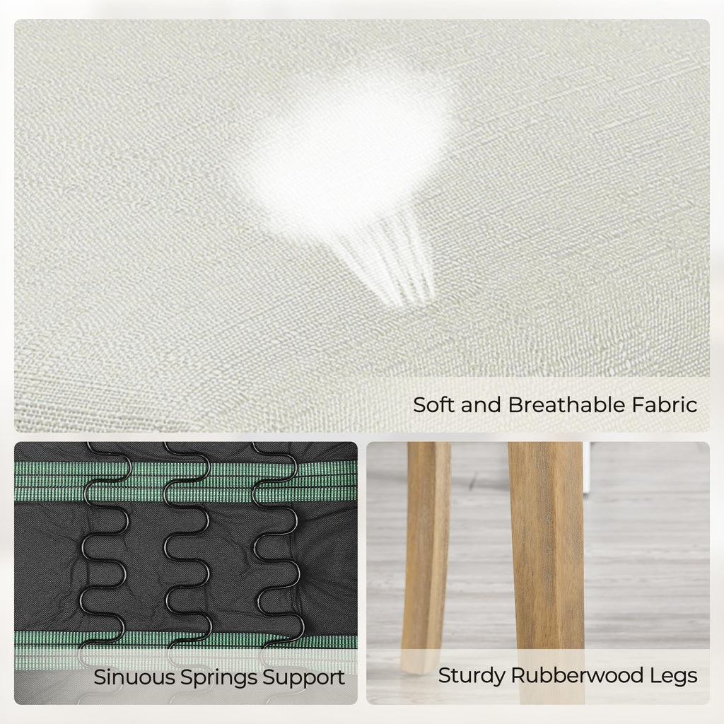 Fabric Upholstered Dining Chairs with Tufted Back and Wood Legs