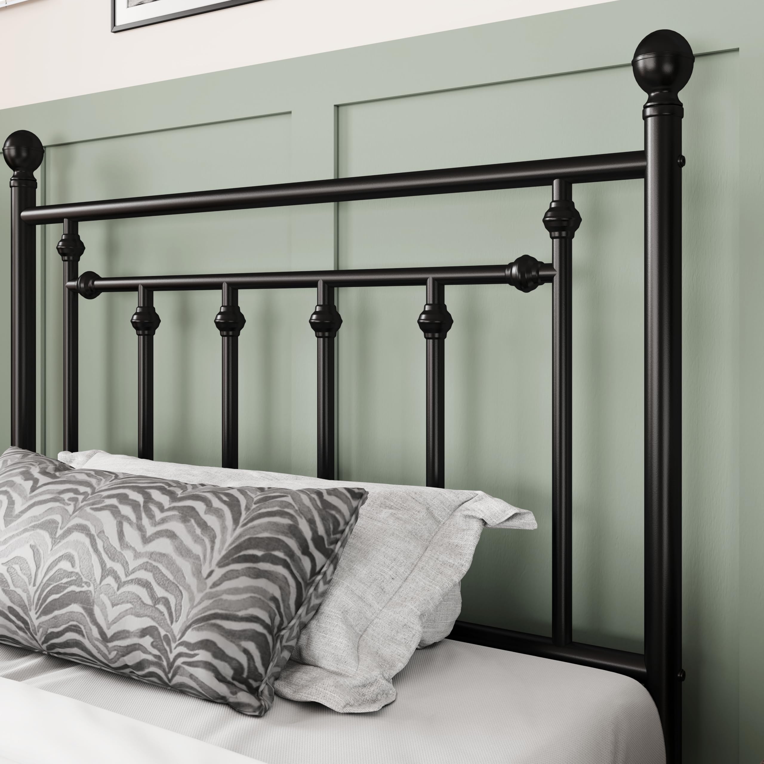 Allewie 14'' Metal Platform Bed Frame, Vintage Headboard