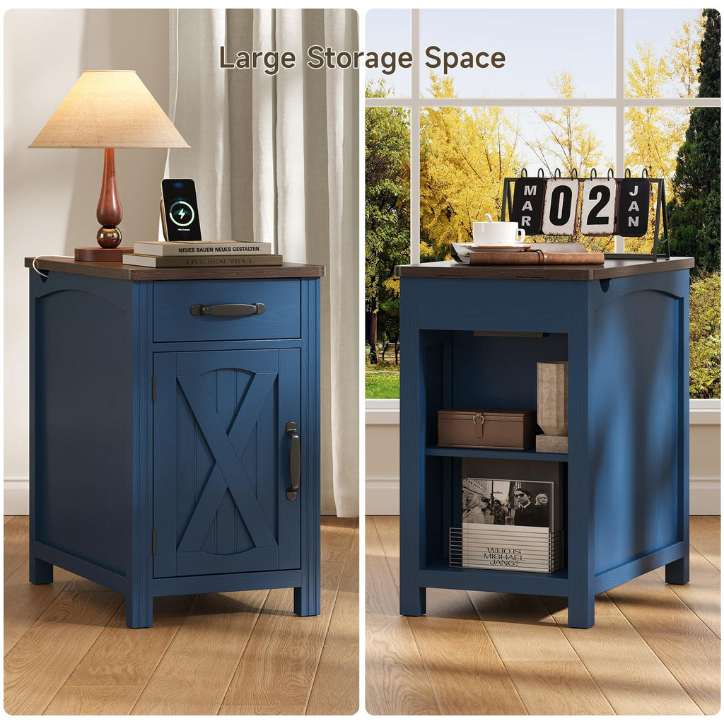 ONBRILL Farmhouse End Table with Barn Door