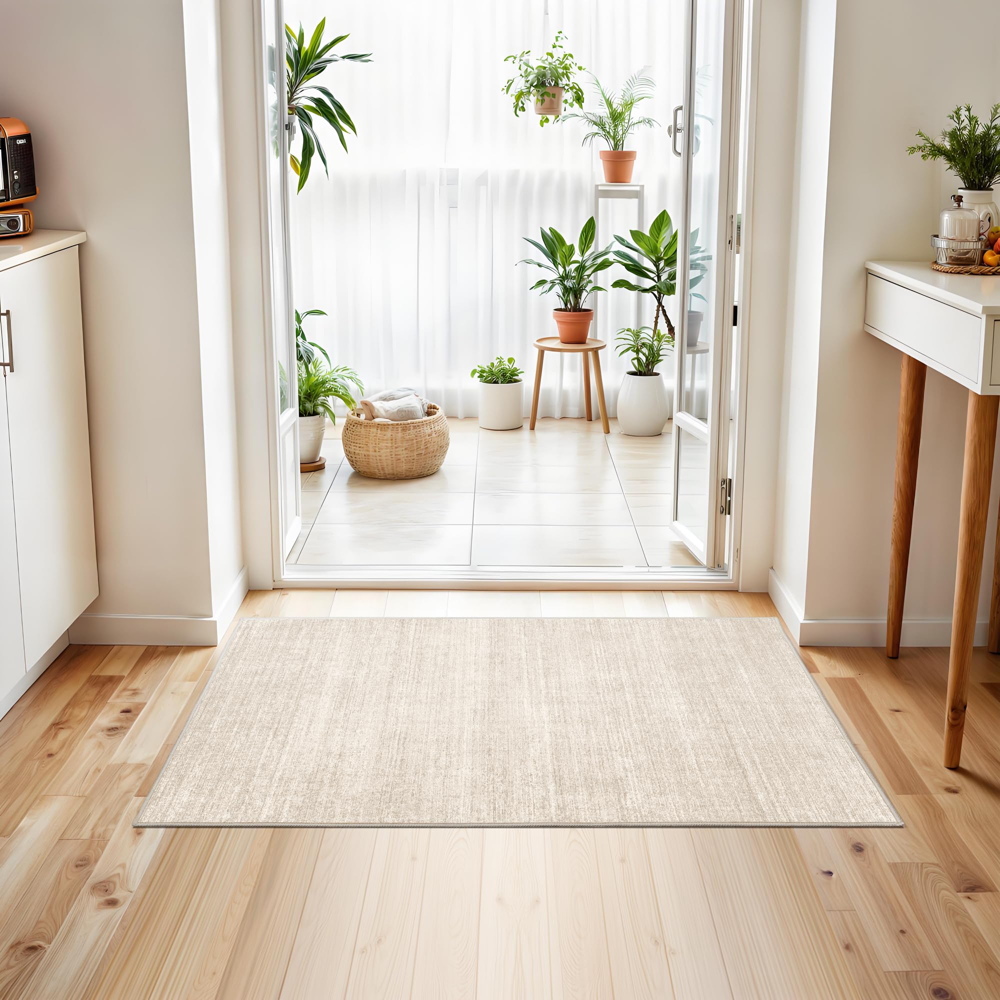 Washable Area Rug with Stain Resistance and Non Slip Backing