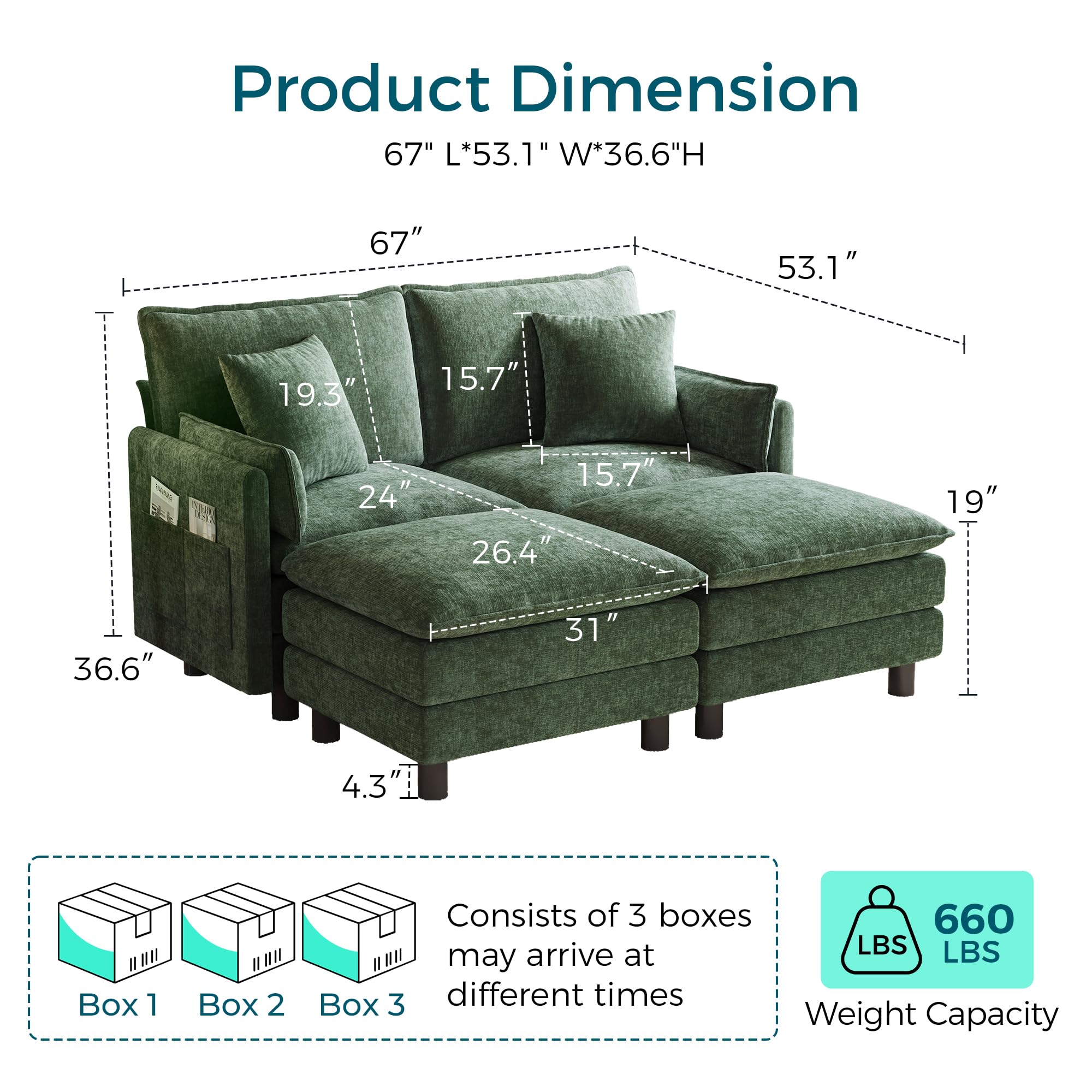 LINSY HOME Modular Sectional Sofa Cloud Couch