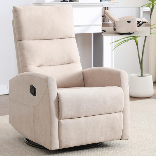 Manual Swivel Rocker Recliner Chair with 360° Rotation and Reclining Backrest