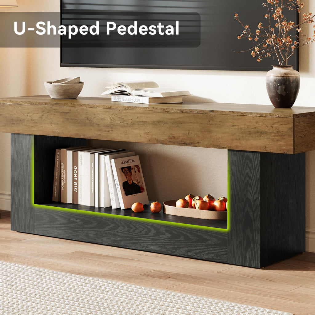 Modern TV Stand with Open Storage Shelves and Media Console